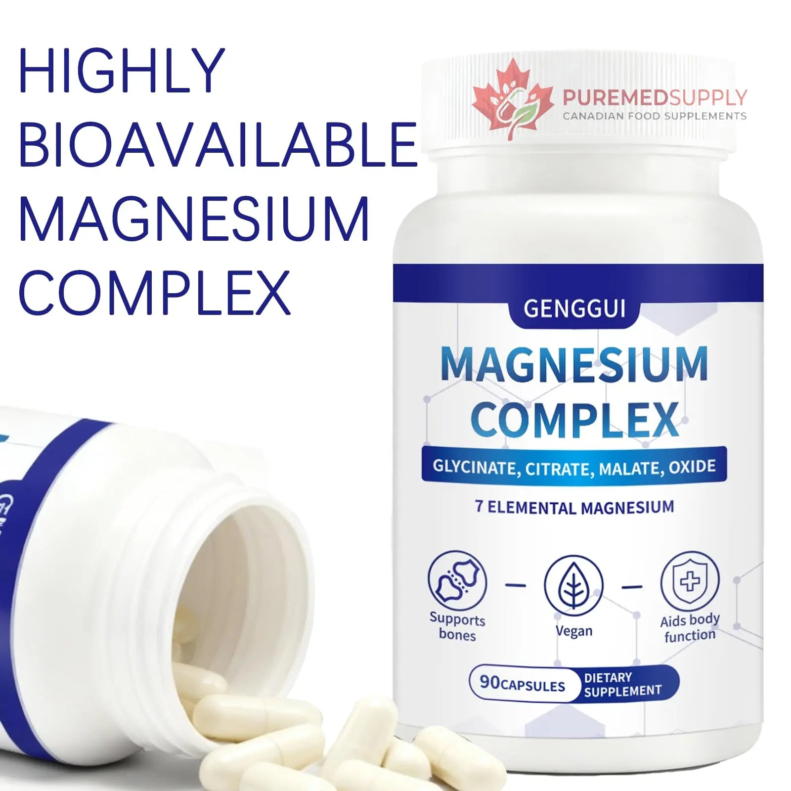 Magnesium Complex 1000mg - 7-in-1 Supplement with Glycinate, Citrate & Malate - Supports Muscle Relaxation, Sleep, Heart Health - High Absorption Capsules, 90 Count (1) CellJuvMax buy supplements canada