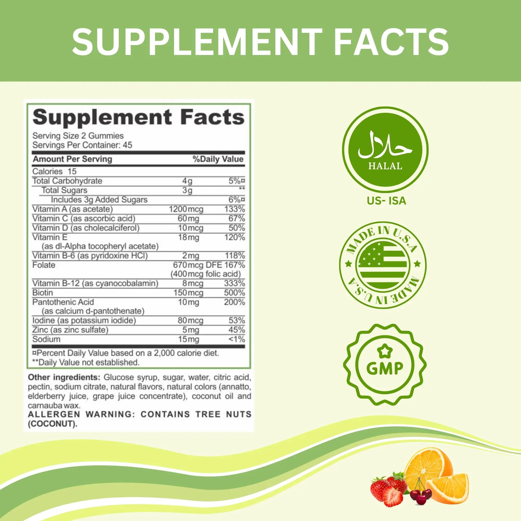 Greenfield Nutritions Halal Multivitamins for Adults | 90 Halal Vitamins for Women & Men | All Essential Gelatin Free Halal Gummy Vitamin, Mineral GREEN FIELD NUTRITIONS buy supplements canada