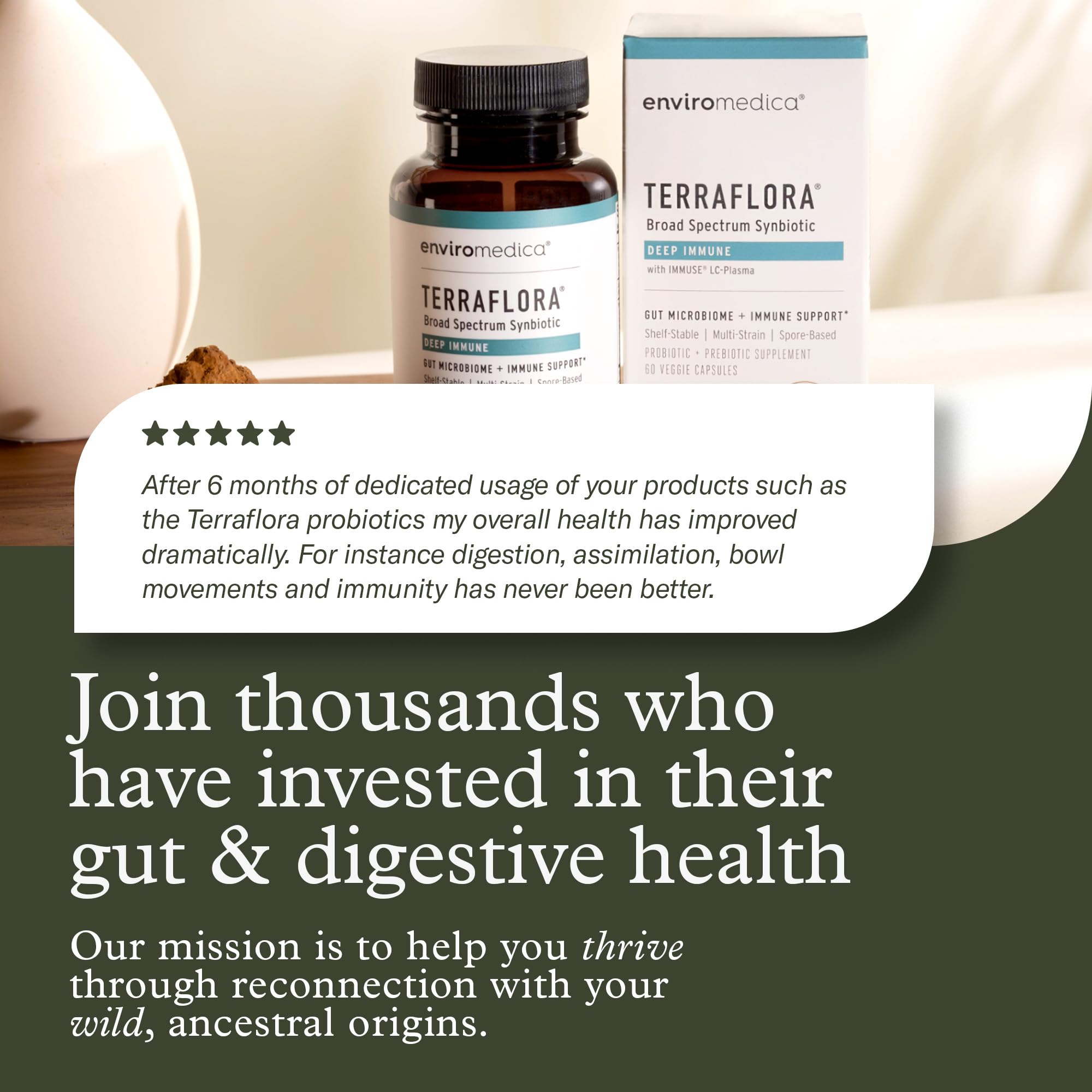 Terraflora Deep Immune Synbiotic- SBO Probiotic and Prebiotic, Immune Support, Gut Health, Soil Based Spore Pre and Probiotics for Women and Men, LC-Plasma, Bacillus Coagulans, Subtilis, 60 Capsules Enviromedica buy supplements canada