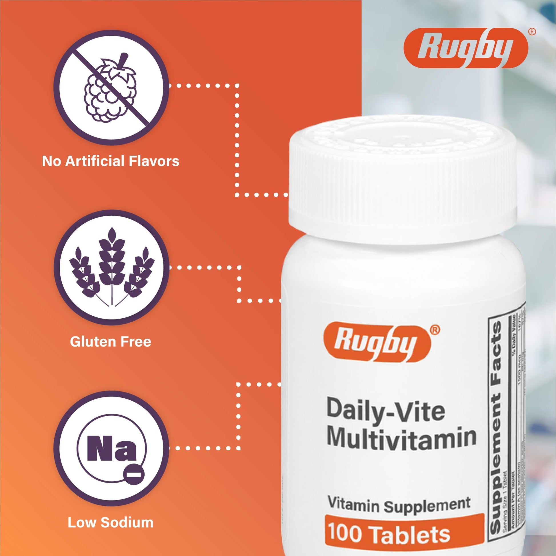 Rugby Daily-Vite Multivitamin - Daily Vitamin Supplement - 100 Tablets (1 Pack) RUGBY LABORATORIES buy supplements canada