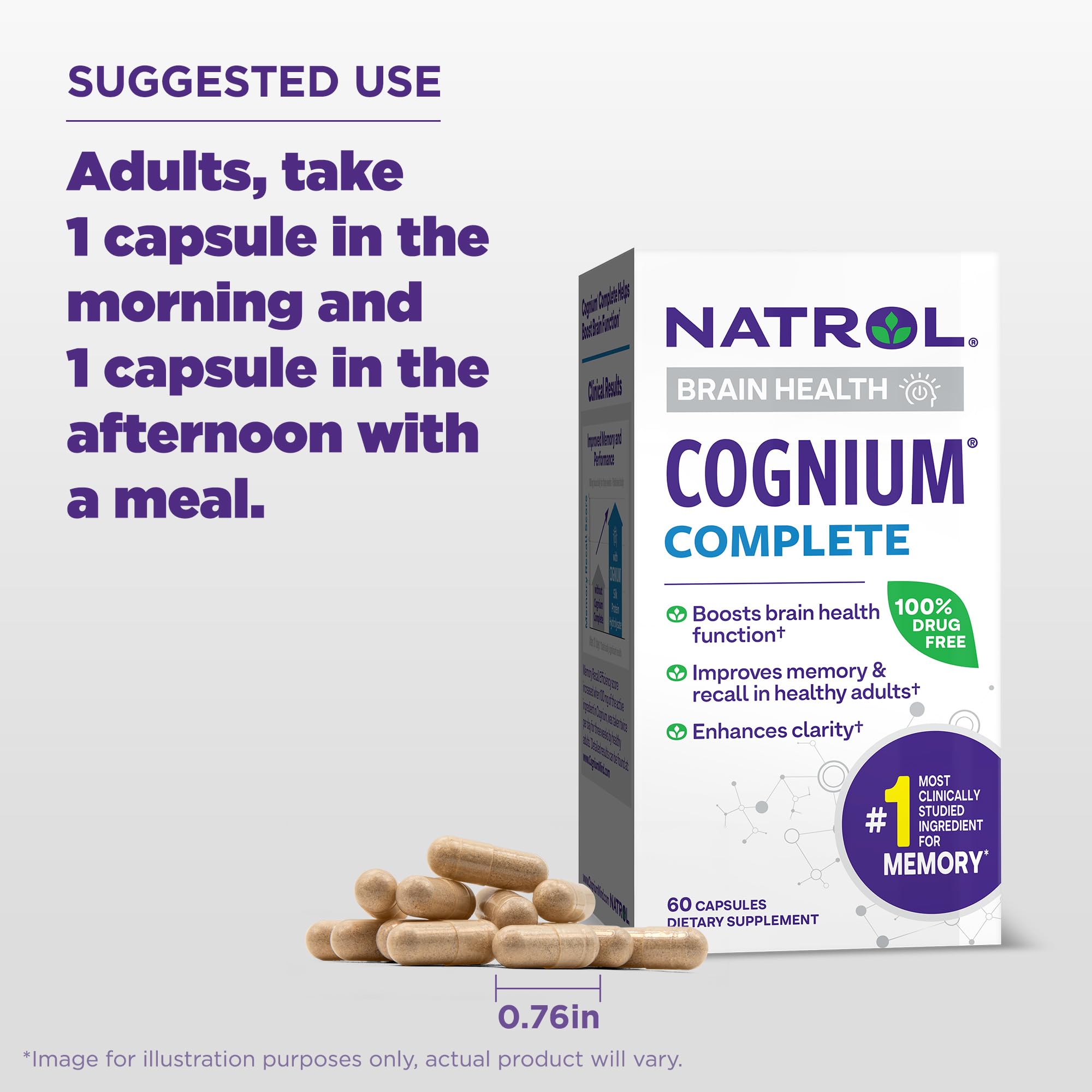 Natrol Cognium Complete, Dietary Supplement for Brain Health, Brain Health Supplements for Adults, 60 Capsules, 30 Day Supply Natrol buy supplements canada