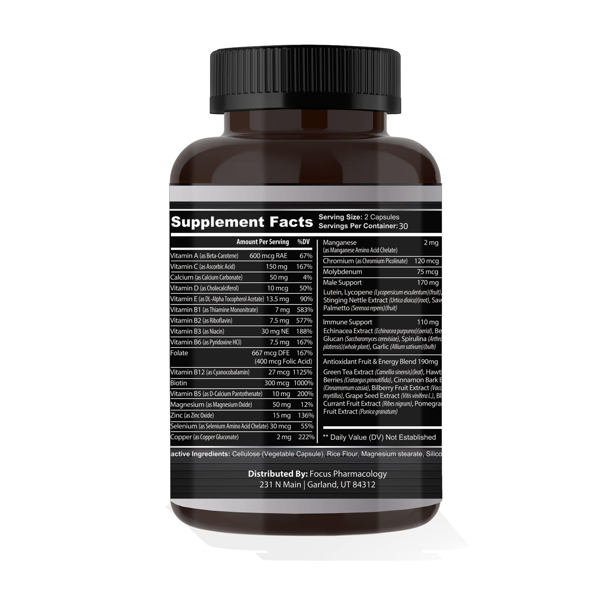 Focus Pharmacology Men's Daily Super Multi-Vitamin for Men - 60 Ct Blend of Vitamins, Minerals, Plus Herbs for Prostate Health and General Energy/Focus Focus Pharmacology buy supplements canada