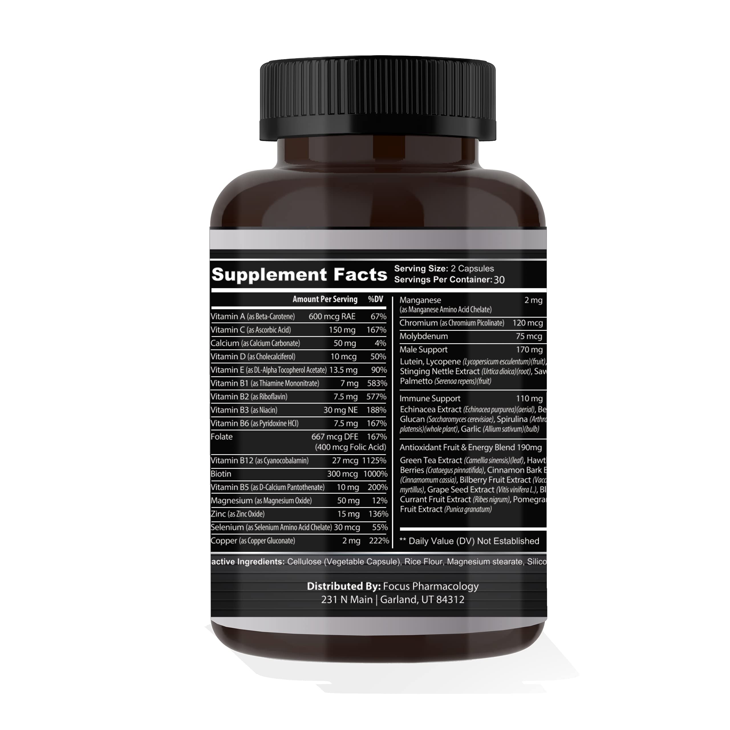 Focus Pharmacology Men's Daily Super Multi-Vitamin for Men - 60 Ct Blend of Vitamins, Minerals, Plus Herbs for Prostate Health and General Energy/Focus Focus Pharmacology buy supplements canada