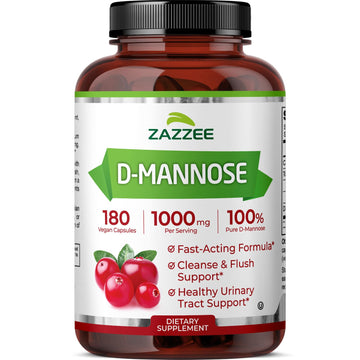 Zazzee D-Mannose, 1000 mg per Serving, 180 Vegan Capsules, 3 Month Supply, Potent & Fast-Acting, Certified Kosher, 100% Pure, All-Natural Urinary Tract Health Support Zazzee buy supplements canada