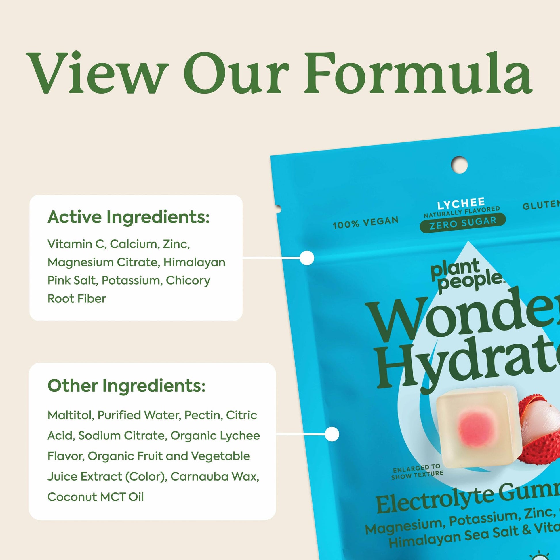 Plant People WonderHydrate Electrolyte Gummies – Vegan Hydration Supplement with Magnesium, Potassium, Zinc, Vitamin C & Himalayan Sea Salt – Zero Sugar Lychee (42 Count) Plant People buy supplements canada