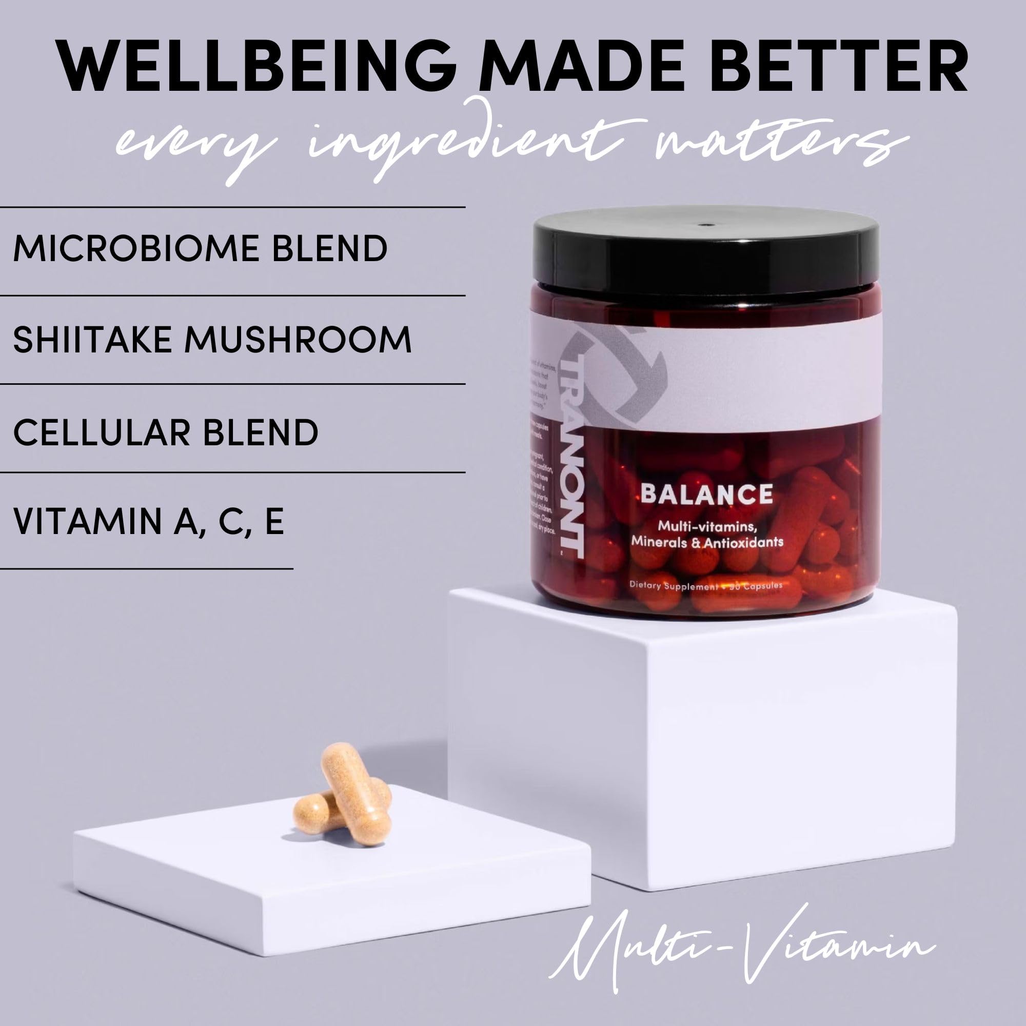 Tranont Balance | 90 Count | Multi-Mineral & Vitamin Capsules for Adults | Vitamin C, A, and E Magnesium, Zinc, Calcium, and Iodine | Boosts Immunity, Energy, and Digestion | Gluten Free, Vegetarian Tranont buy supplements canada