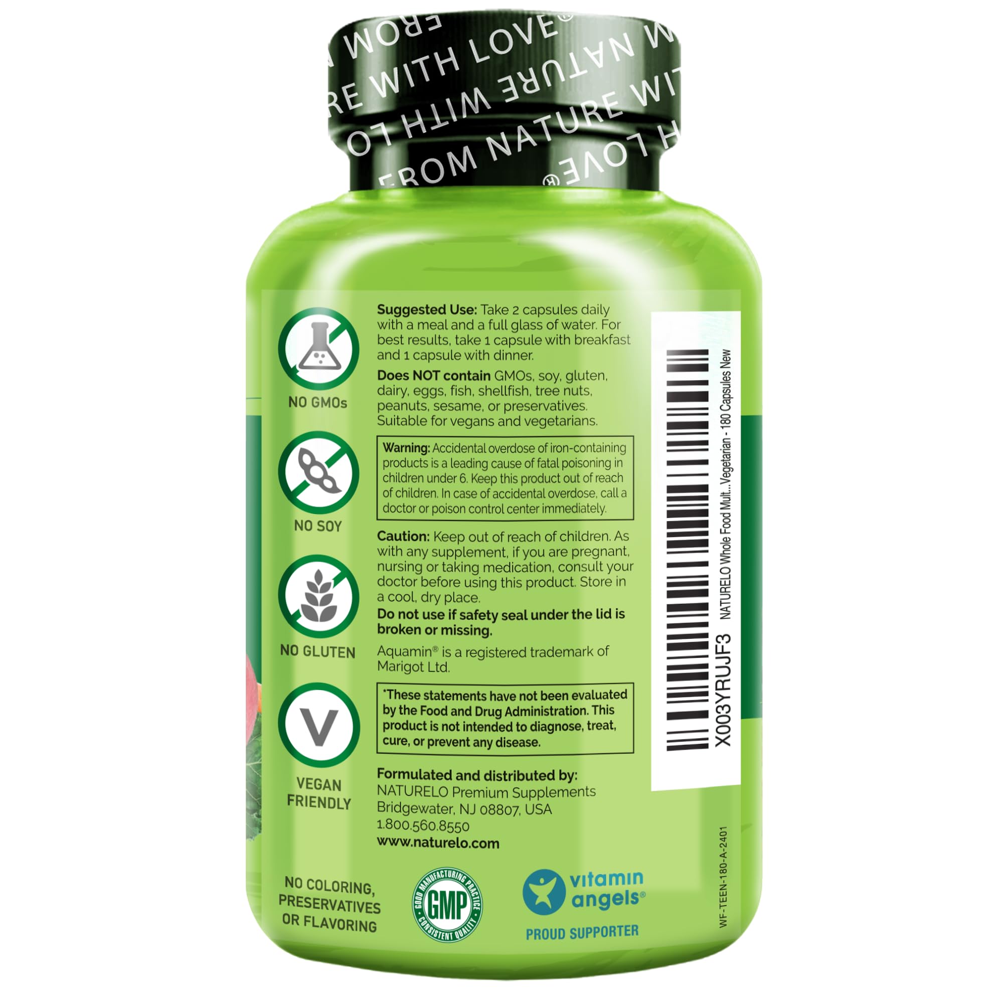 NATURELO Multivitamins for Teenage Girls/Boys, 180 Capsules, Whole Food Multivitamin with Minerals, Non-GMO, Vegetarian NATURELO buy supplements canada