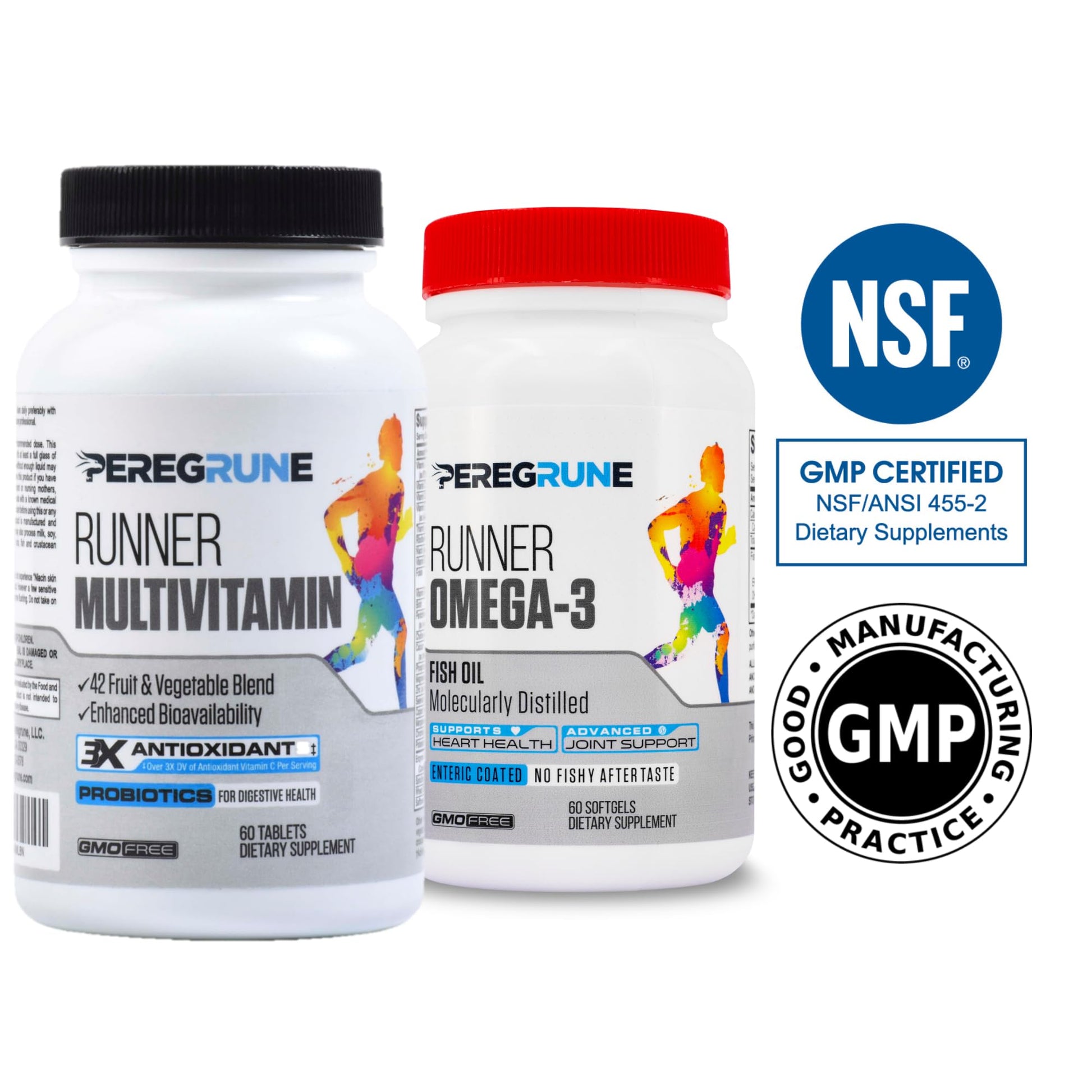 PEREGRUNE Runner Multivitamin & Omega 3 Bundle (1 Month Supply) | Antioxidants for Health & Recovery | Vitamin B Complex for Endurance, Energy, VO2 Max | Joints & Heart: 1,000mg Fish Oil PEREGRUNE buy supplements canada