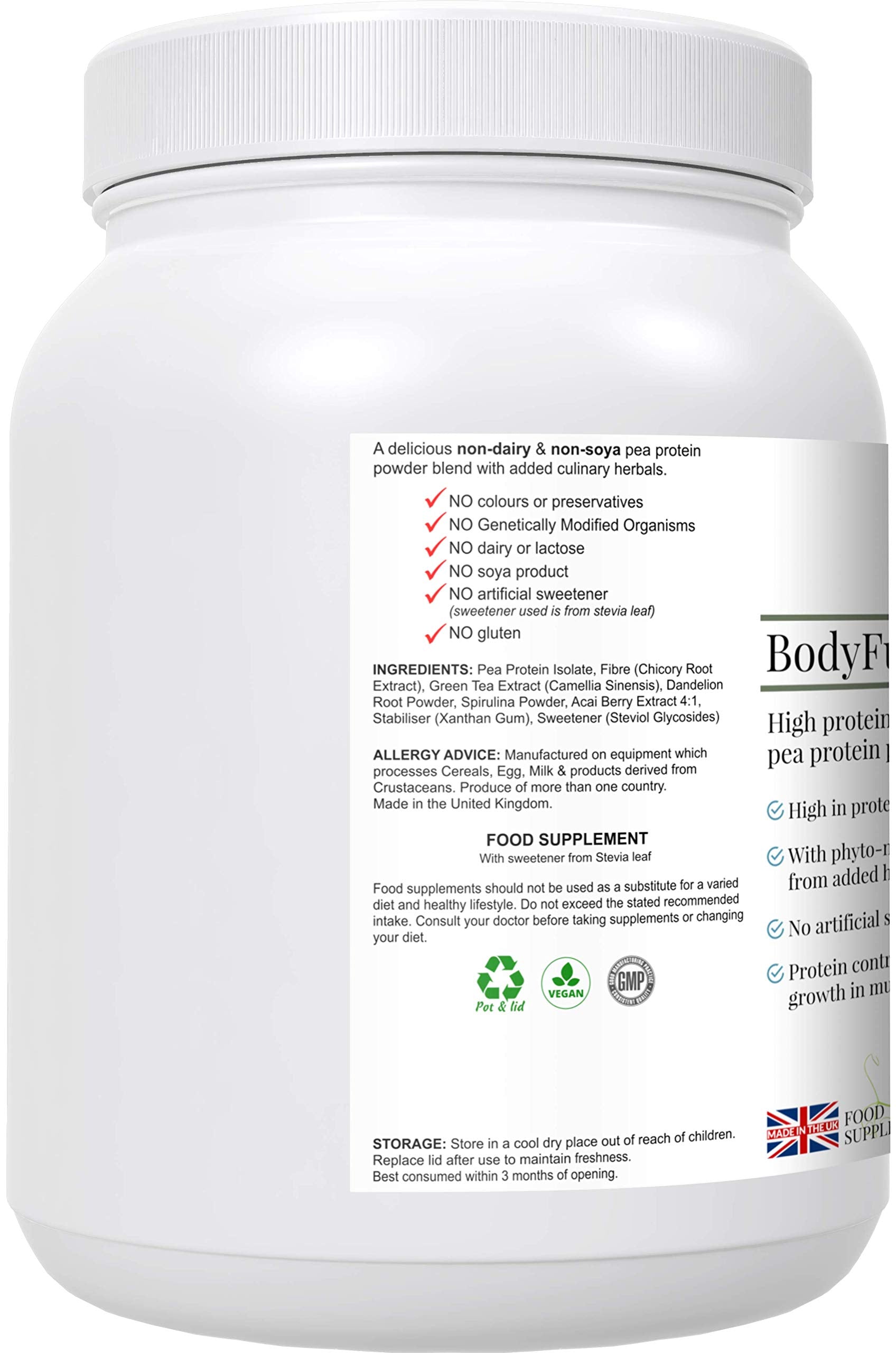 Complementary Supplements - BodyFuel Hypoallergenic Pea Protein Isolate Powder Plus Phytonutrients Complementary Supplements buy supplements canada
