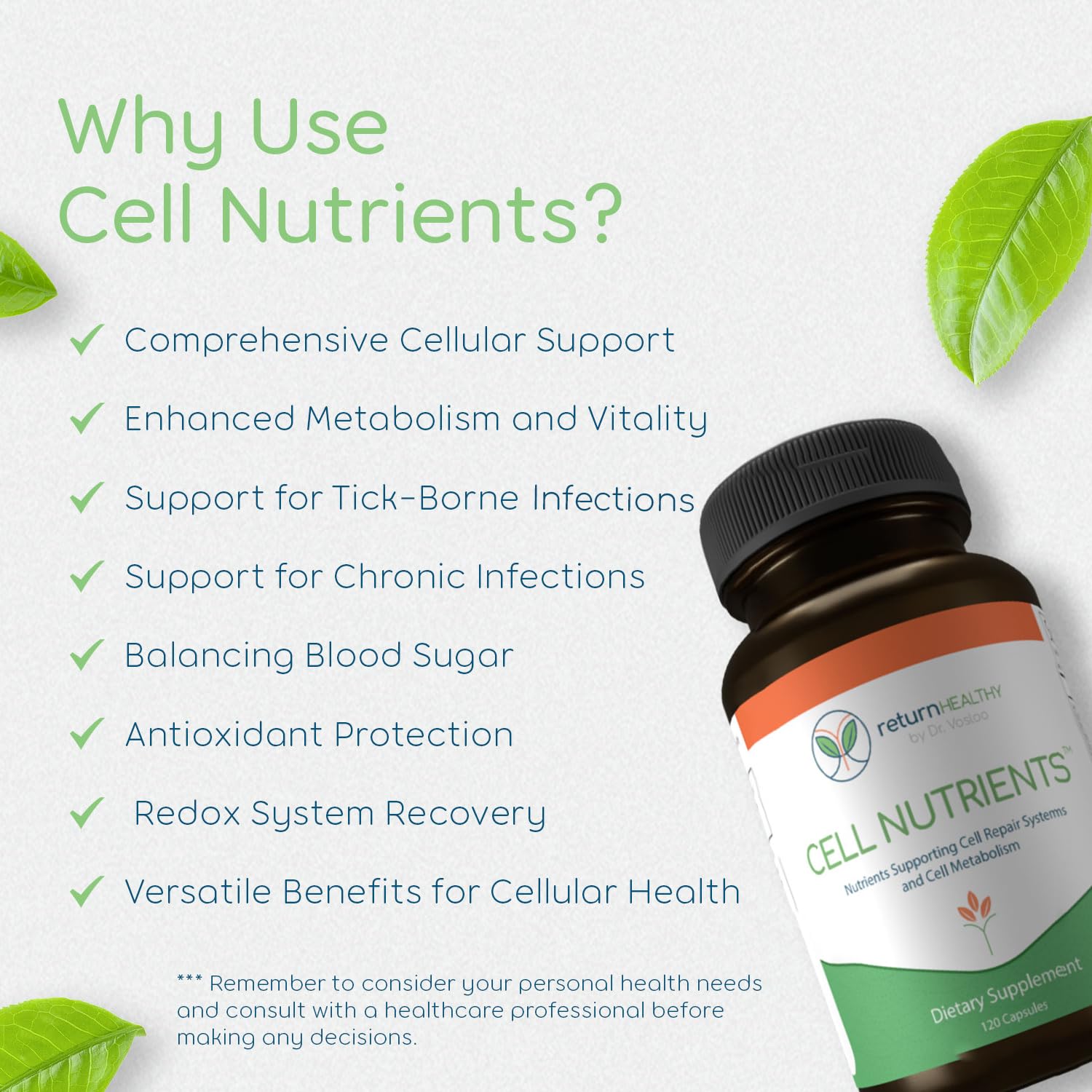 Return Healthy Cell Nutrients | Promotes Cell and Membrane Repair & Cell Metabolism | Helps Fight Tick-Borne Infections & More | Mitochondrial Supplements | Non-GMO, Vegan, 120 caps Return Healthy buy supplements canada