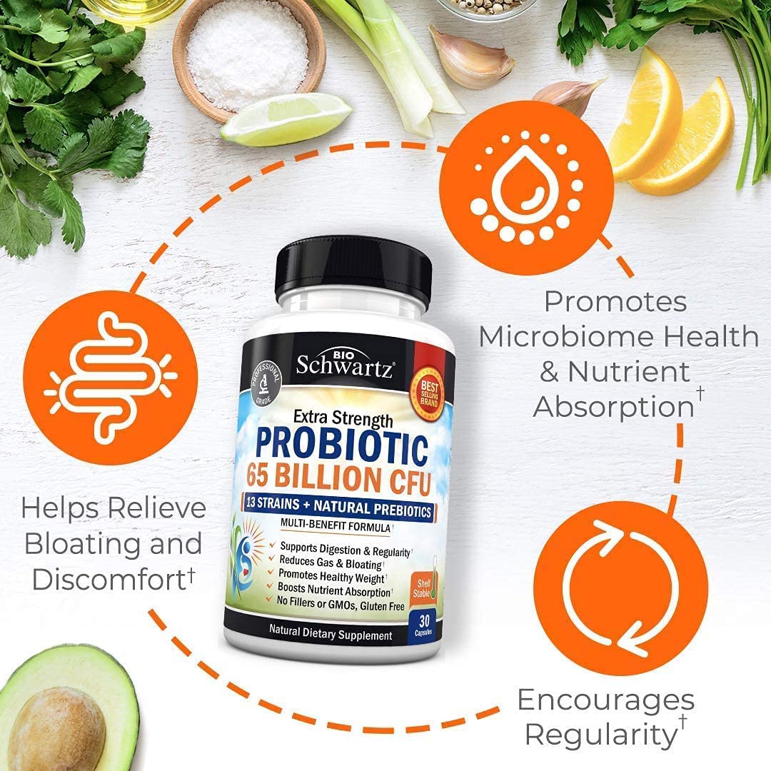 Probiotic 65 Billion - Probiotics with Prebiotic for Women & Men - Lactobacillus BioSchwartz buy supplements canada