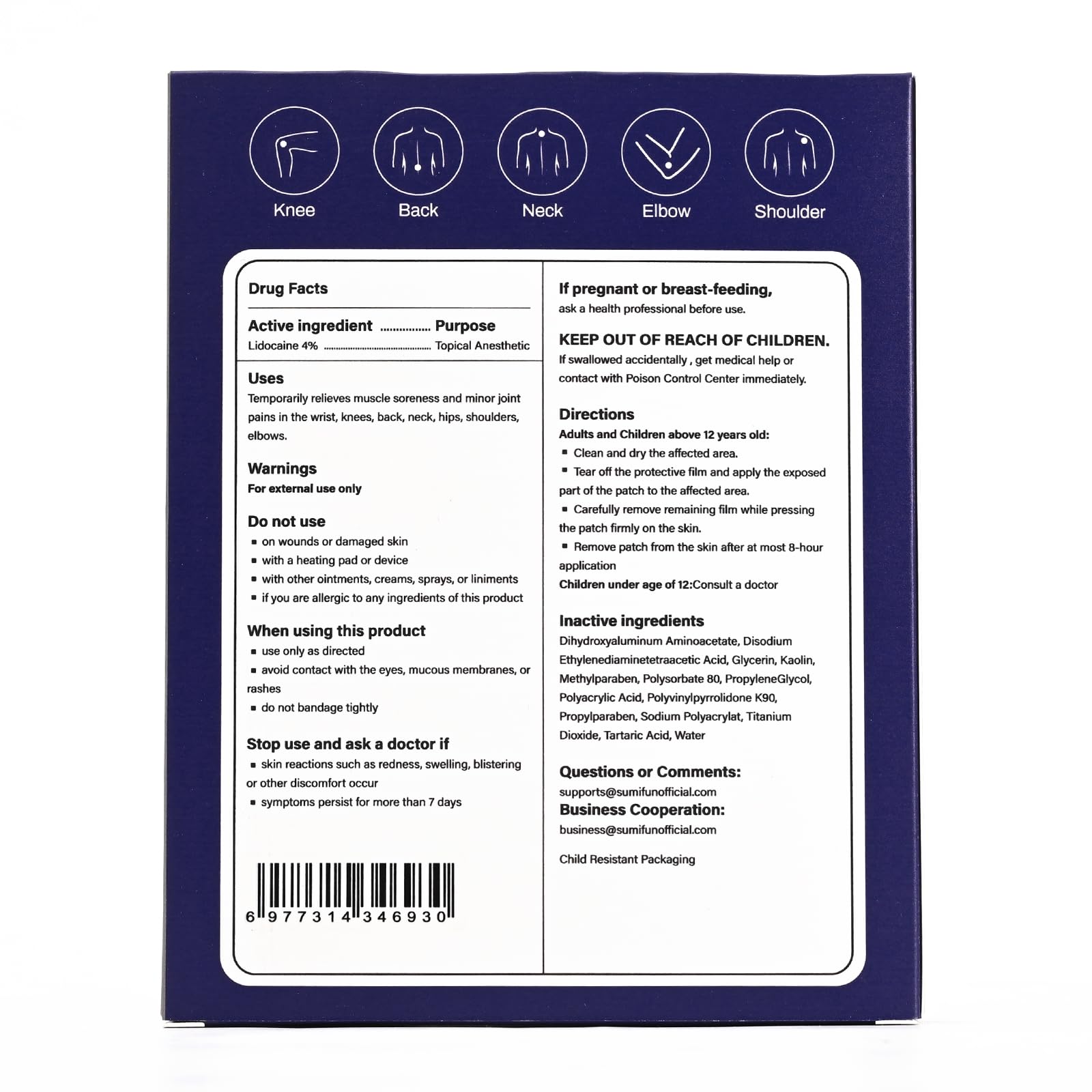 Sumifun 4% Lidocaine Patches Maximum Strength - 12 Count Pain Relieving Gel Patch for Muscle Soreness, Back Ache, Knee, Neck & Joint Pains - Topical Analgesic (Large, Count, 12) Sumifun buy supplements canada
