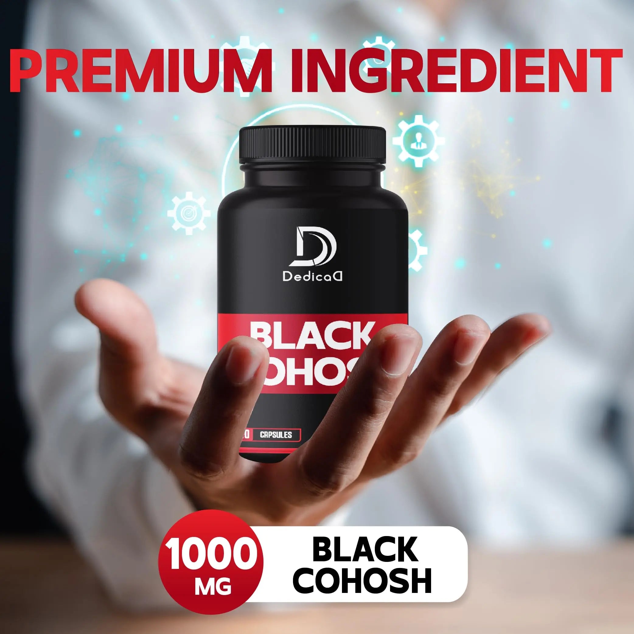DEDICAD 1000mg Black Cohosh for Menopause Hot Flashes - 240 Capsules for 4-Month Supply - Support for Body Management, Women's Health & Immune System DEDICAD buy supplements canada
