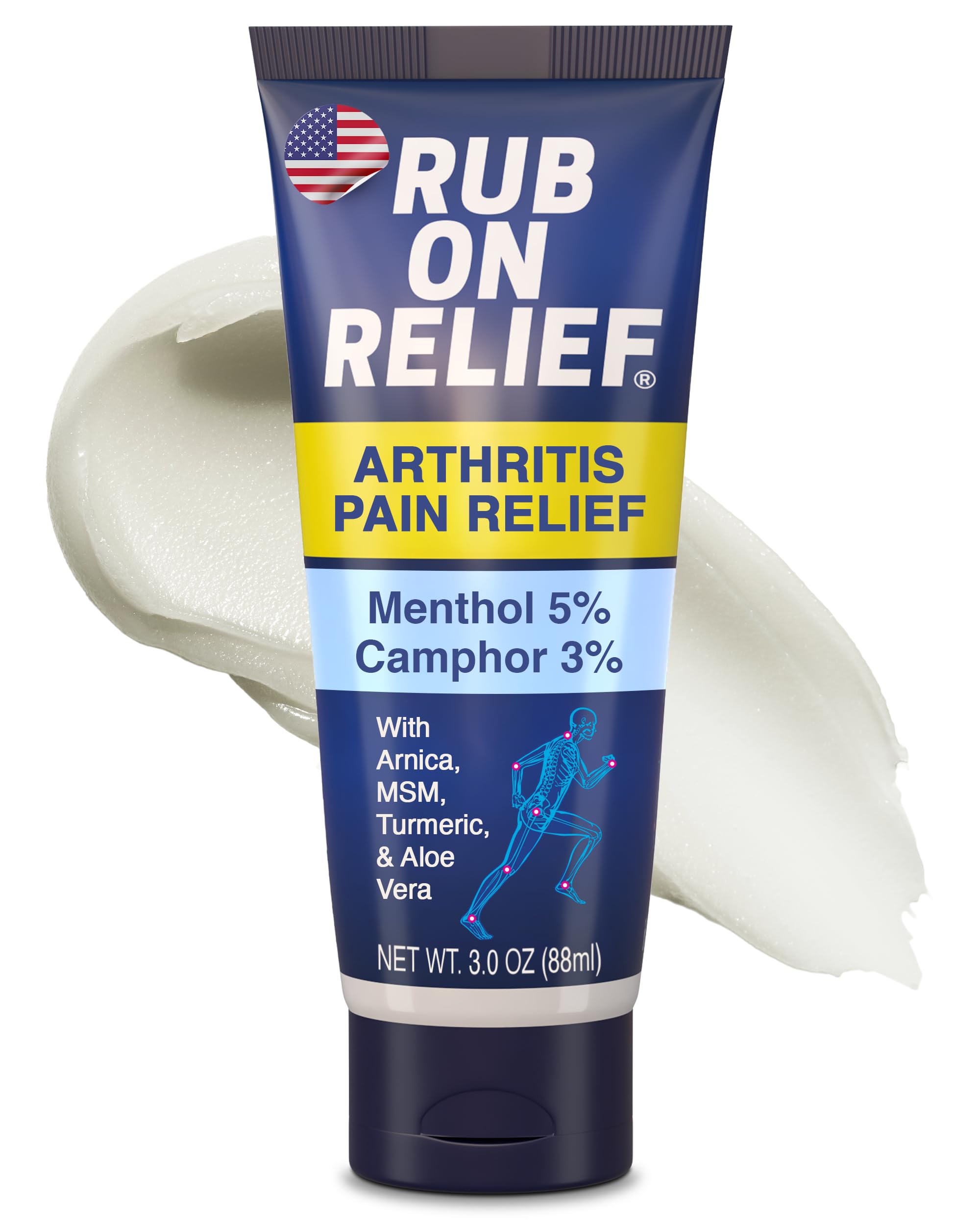 RUB ON RELIEF Arthritis Pain Relief Cream – 10-in-1 Non-Greasy Joints Pain Cream for Knees, Back, Neck, Hands, & Muscle Aches with Menthol, Camphor, Arnica, MSM & Turmeric Up to 8 Hours, 3oz (1 Pack) RUB ON RELIEF buy supplements canada