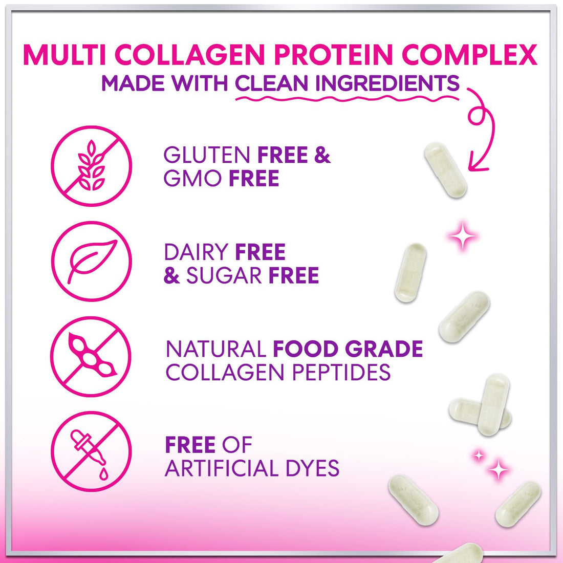 Multi Collagen Supplement 2400 mg - Types I, II, III, V & X Multi Collagen Peptides Pills for Women & Men, Hydrolyzed Collagen Supplements, Hair, Skin, Nail, & Joint Support Supplement, 60 Capsules Hello Lovely! buy supplements canada