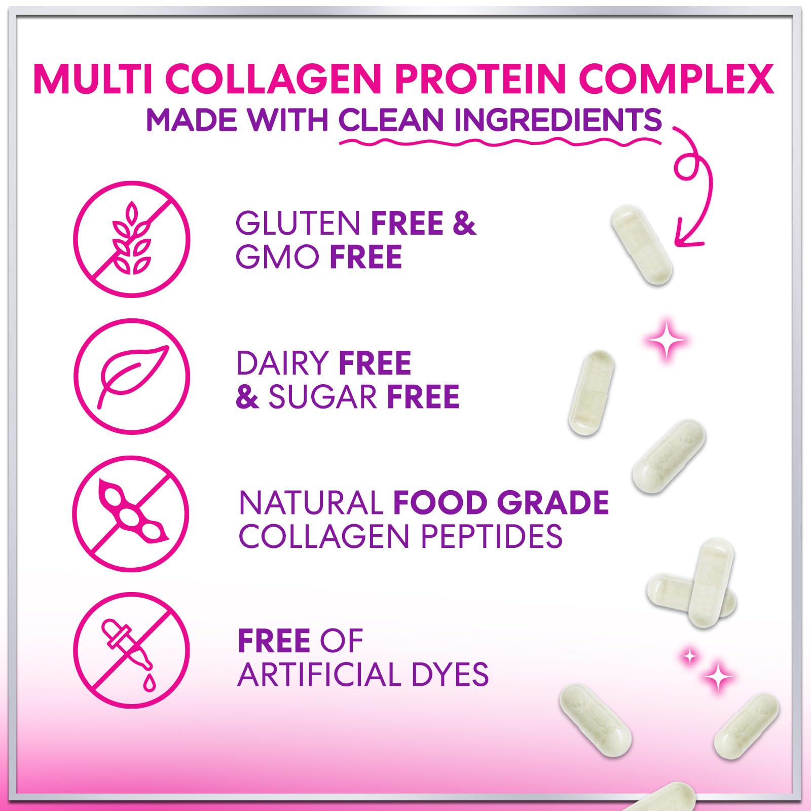 Multi Collagen Supplement 2400 mg - Types I, II, III, V & X Multi Collagen Peptides Pills for Women & Men, Hydrolyzed Collagen Supplements, Hair, Skin, Nail, & Joint Support Supplement, 60 Capsules Hello Lovely! buy supplements canada