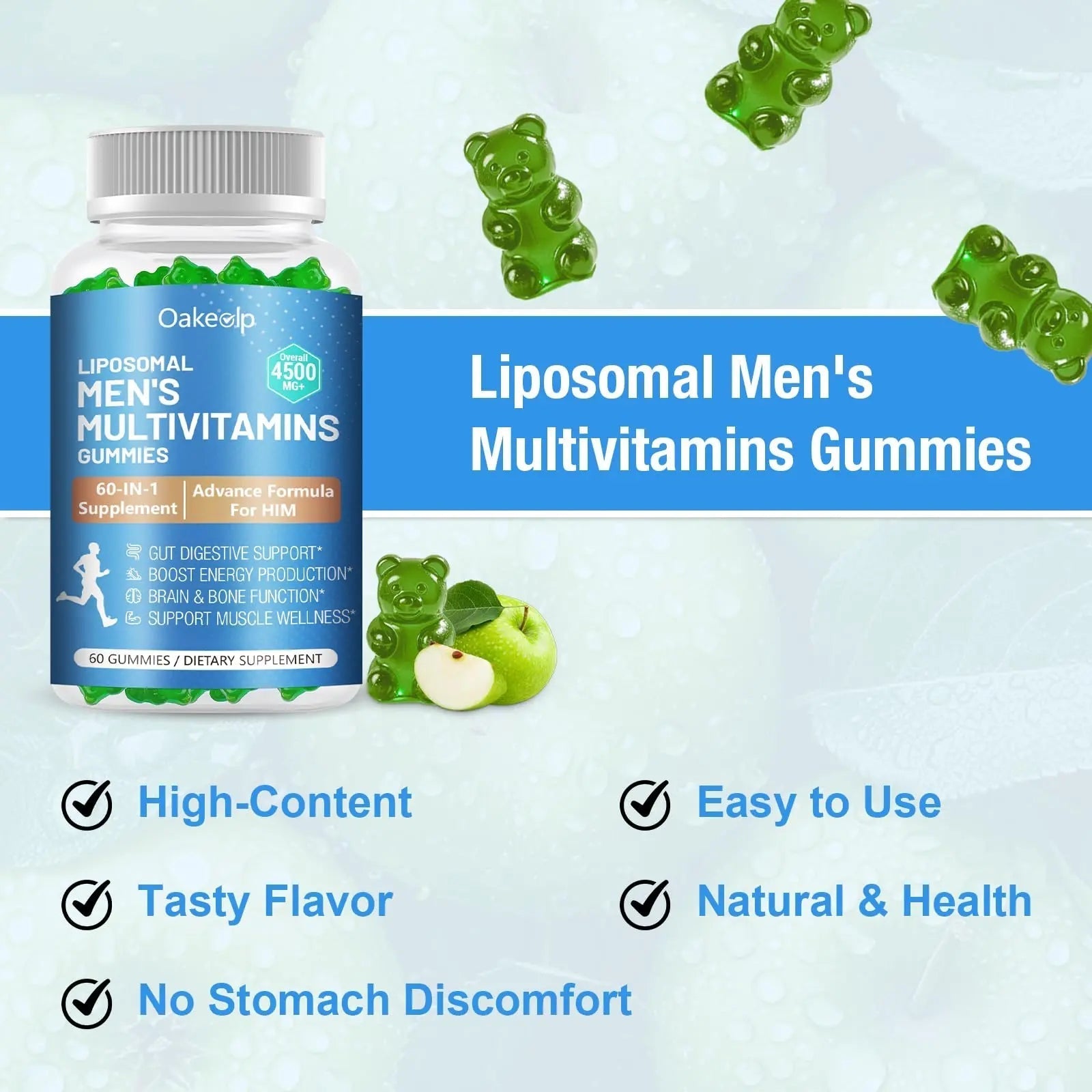 60-IN-1 Liposomal 120+ Nutrients Men's Multivitamin Gummy 4500MG+ Overall,300Billion Probiotics, Algal DHA, CoQ10, Turmeric & Herbal Blends Oakevlp buy supplements canada