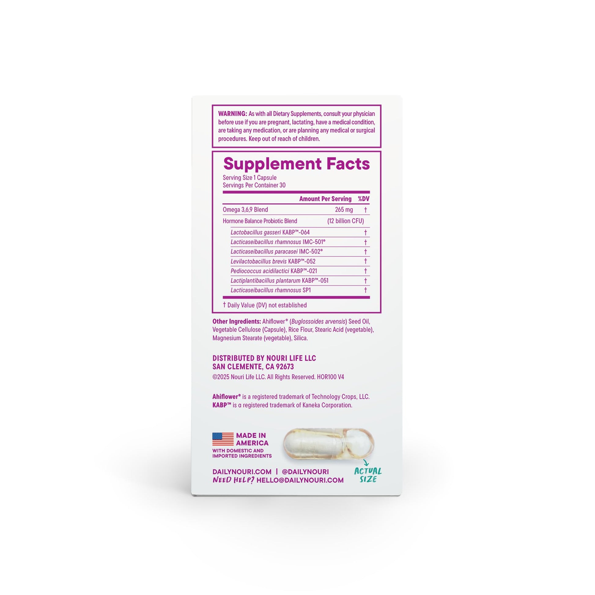 Daily Nouri Hormone Balance Probiotics for Women | Hormonal Balance Support | Vaginal pH + Gut Health | 7 Clinically Studied Strains + Omega | 30-Day Supply Daily Nouri buy supplements canada