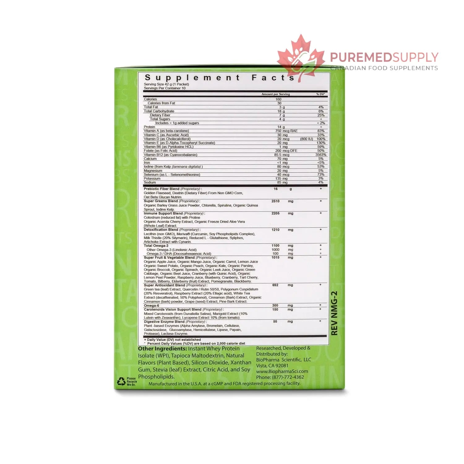NanoMeal Plant-Based All-in-One Nutrition | Superfood Meal Replacement Powder | Tropical Fruit Blend | 10 Servings | Protein, Greens & Omega for Gut & Immune Support Biopharma Scientific buy supplements canada