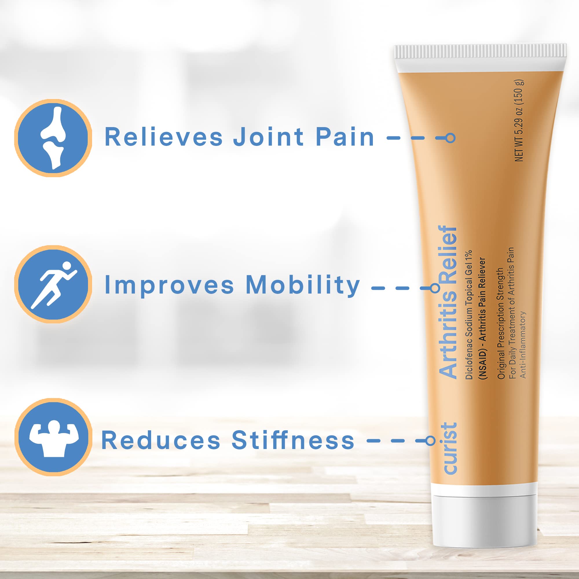 Curist Diclofenac Sodium Topical Gel 1 Percent 150g for Arthritis Pain - Joint Pain Relief for Hand/Foot Pain, Knee/Elbow Pain & Ankle Pain - 1% - 5.29oz Curist buy supplements canada