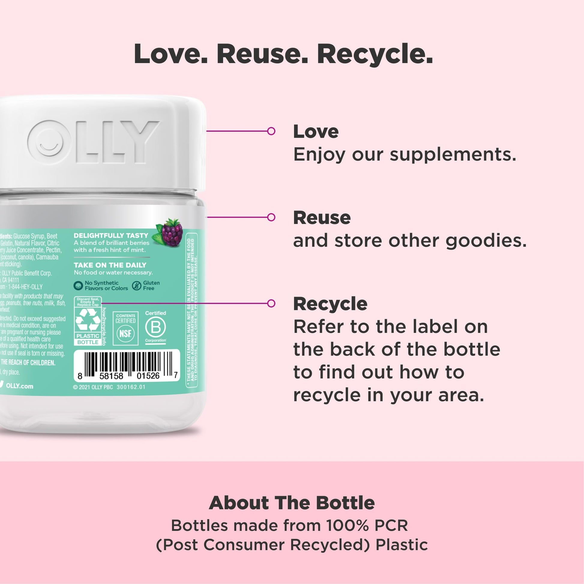 OLLY Flawless Complexion Gummy, Clear and Healthy Skin Support, Vitamins E, A, Zinc, Chewable Supplement, Berry - 50 Count (Pack of 1) OLLY buy supplements canada
