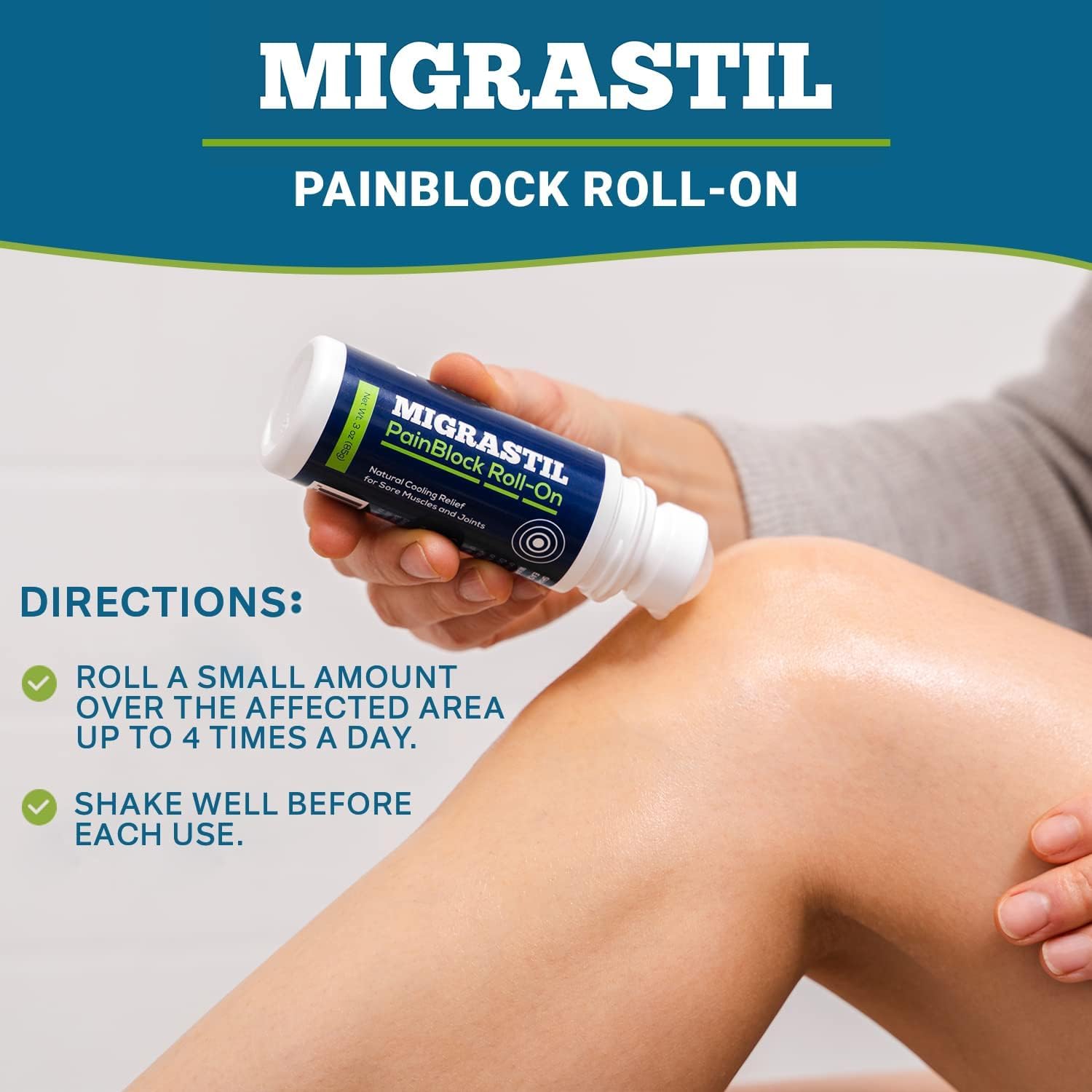 Migrastil PainBlock Roll-On 3 oz - Topical Roll-On for Muscle Aches, Cramps, Joint & Nerve Discomfort. Works Great on Shoulders, Neck, Feet, Knees, Legs, Back, Elbows, HIPS, Etc. (2) Basic Vigor buy supplements canada