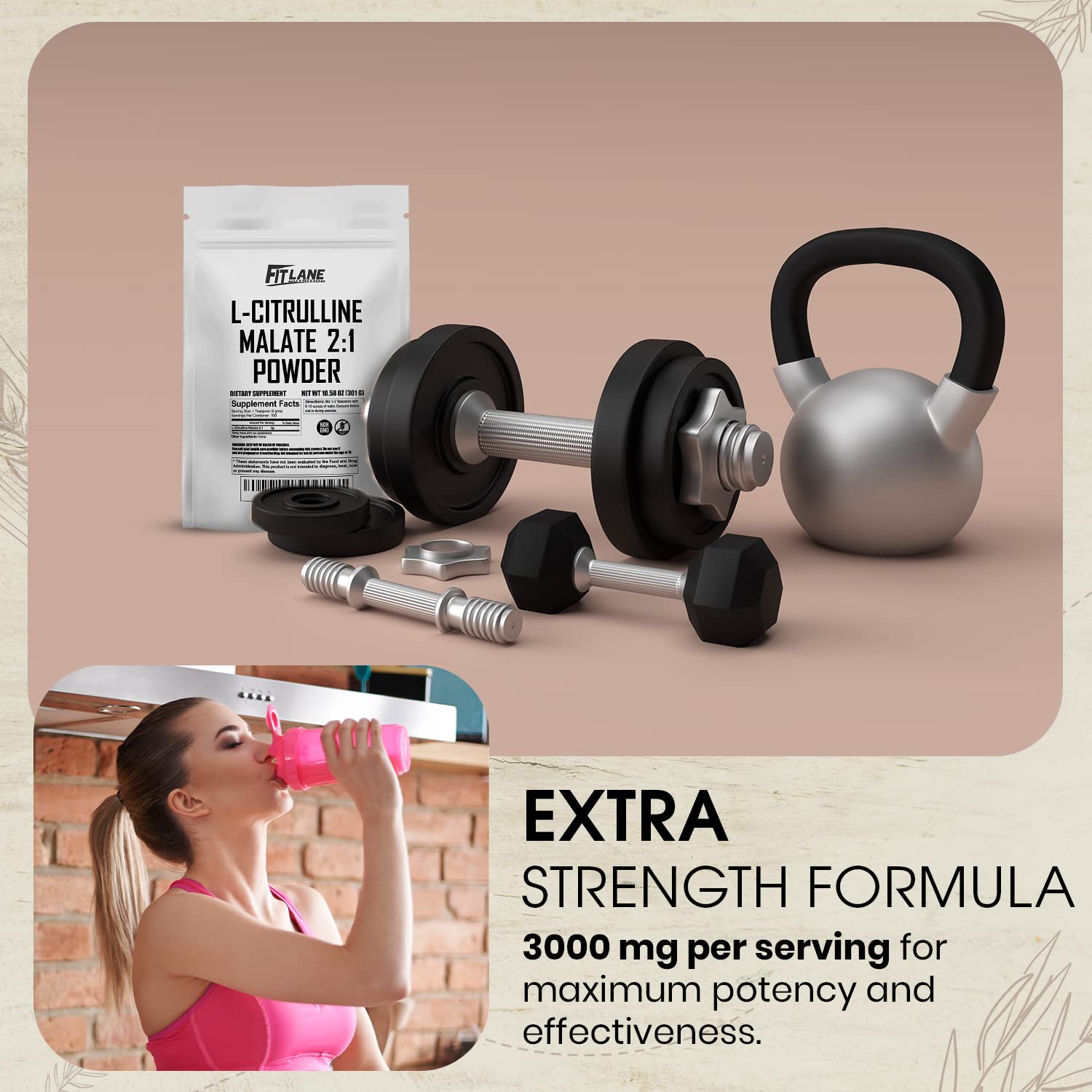 L Citrulline Malate 2 1 Powder 300 Grams - Bulk L Citrulline Powder - Free Form Amino Fit Lane Nutrition buy supplements canada