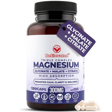 BeElevated High Absorption Triple Magnesium Complex for Sleep, Relaxation & Muscle Support – 300mg of Magnesium Glycinate, Citrate & Malate BeElevated buy supplements canada