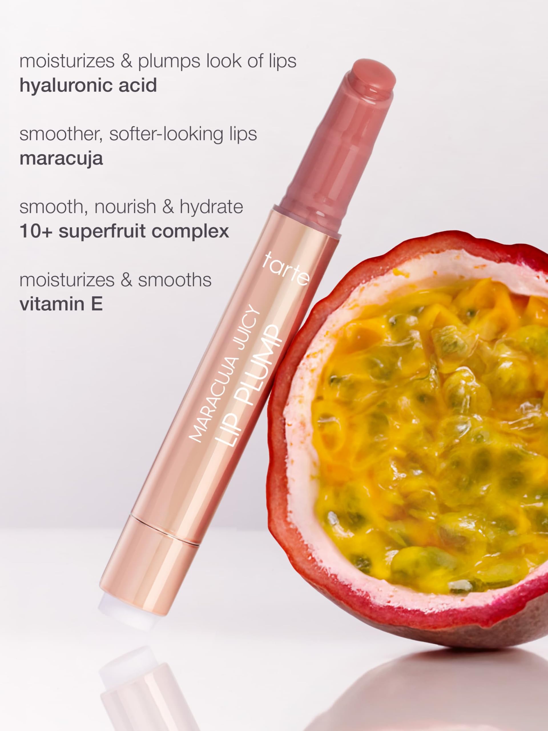 tarte maracuja juicy lip plump – Hydrating & Volumizing Lip Plumper Gloss Balm with Nourishing Hyaluronic Acid, Plumps & Moisturizes, Vegan & Cruelty-Free, full size, cherry blossom tarte buy supplements canada