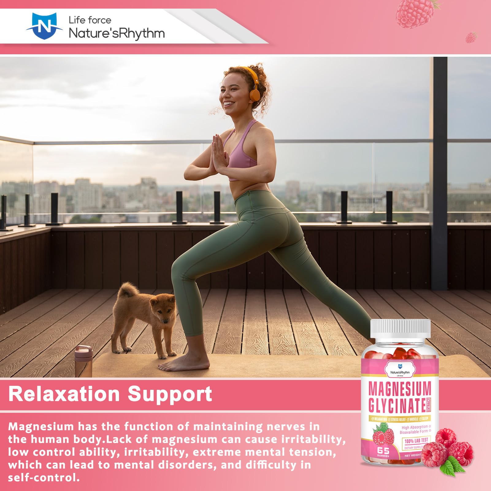Nature‘s Rhythm Magnesium Gummies 500mg - 65 Ct | Magnesium Glycinate Supplements for Relaxation, Stress Relief, and Sleep for Adults & Kids Tasty and Tangy Raspberry Flavor Nature'sRhythm buy supplements canada