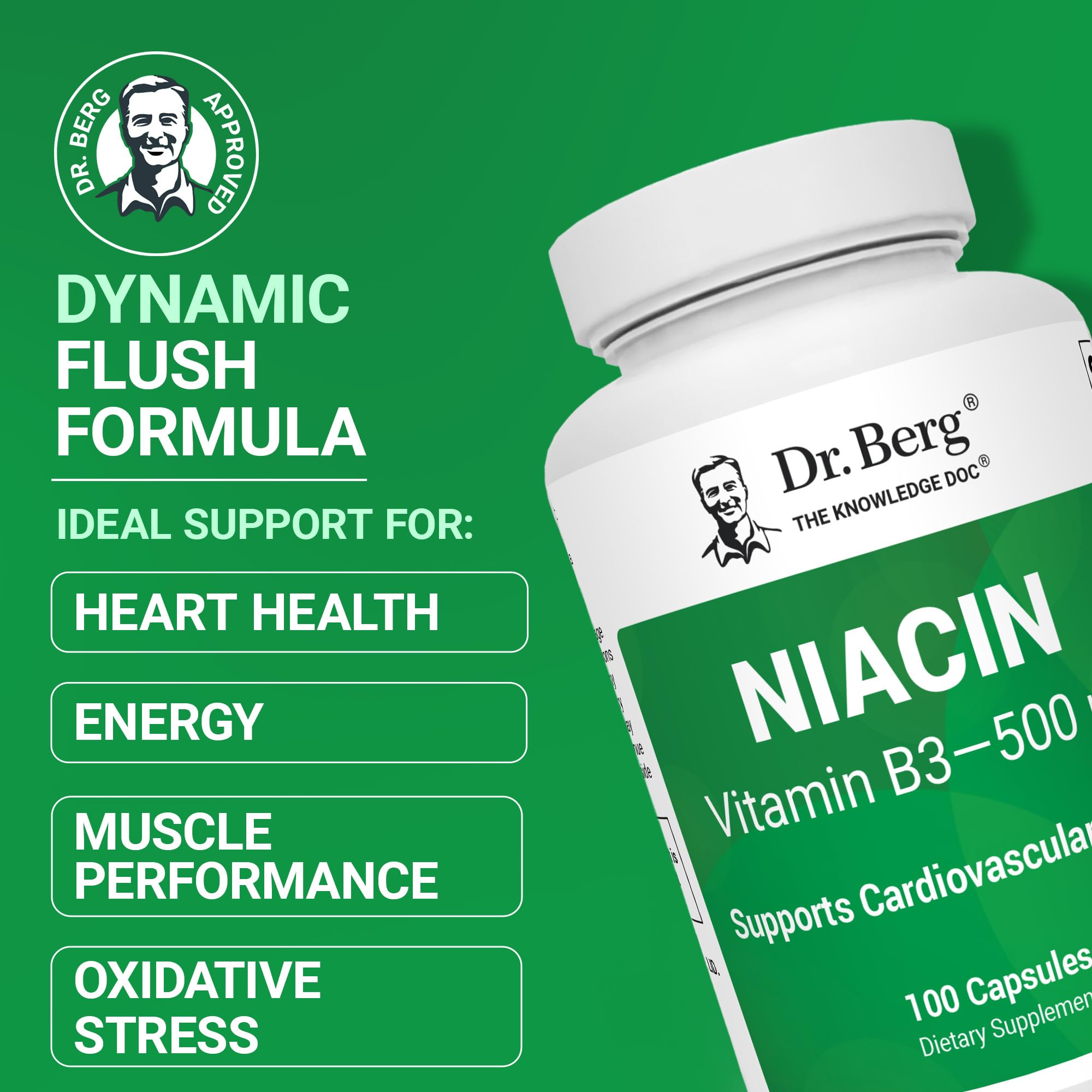 Dr. Berg Highly-Potent Niacin 500 mg – Now Only 125 mg per Capsule for Niacin Flush Tolerance Building – Gradually Increase to 500mg a Day – Vitamin B3 for Heart, Brain & Energy Support – 100 Capsules Dr. Berg Nutritionals buy supplements canada