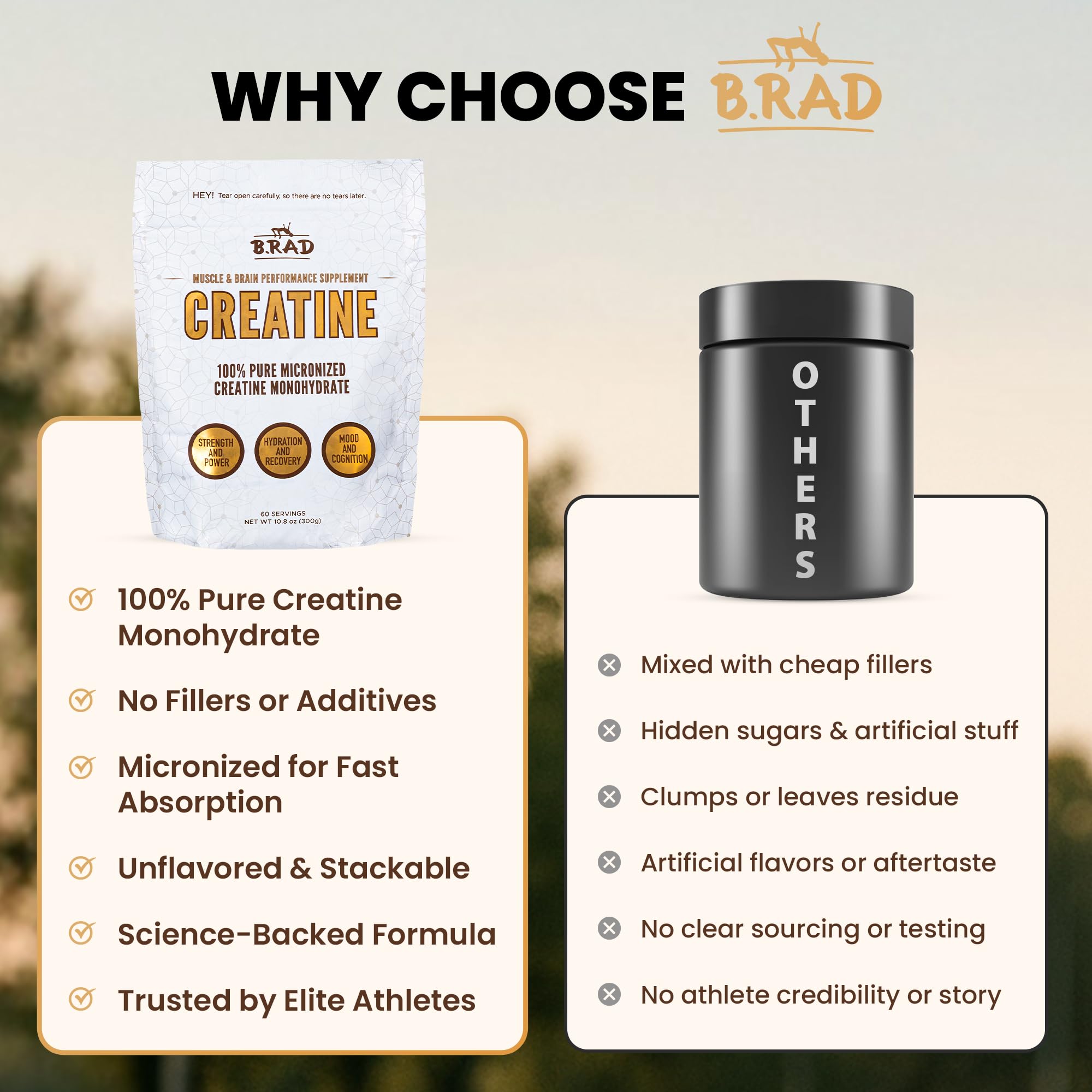 B.rad 100% Pure Micronized Creatine Monohydrate Powder | Natural, No Additives | Boosts Muscle Strength, Recovery & Performance | Supports Brain Health | 300g, 60 Servings B.rad buy supplements canada