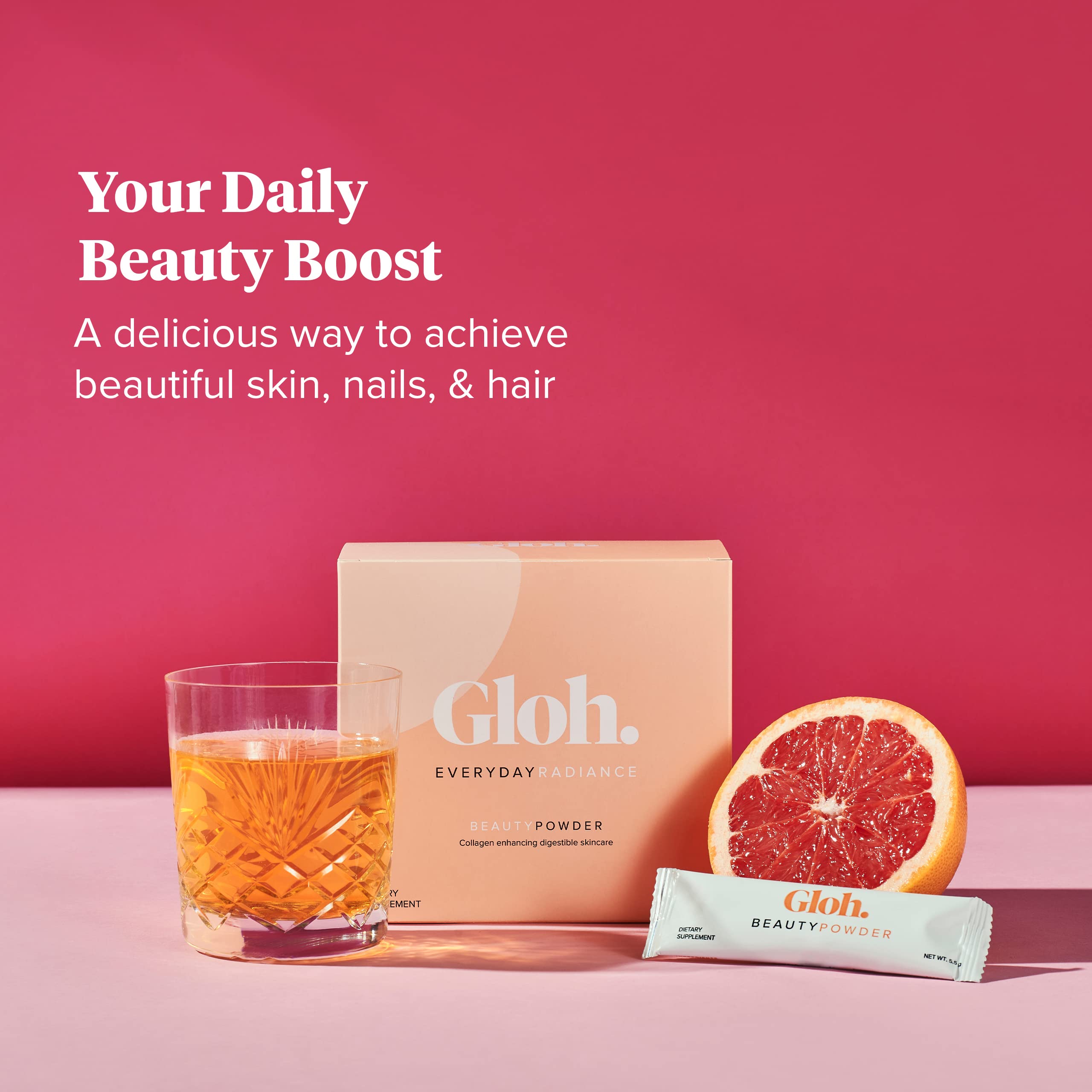 Gloh. Marine Collagen Powder for Women - Peach Flavor Collagen Supplements for Women with Hyaluronic Acid, Vitamin A, B2, B6 Gloh. buy supplements canada