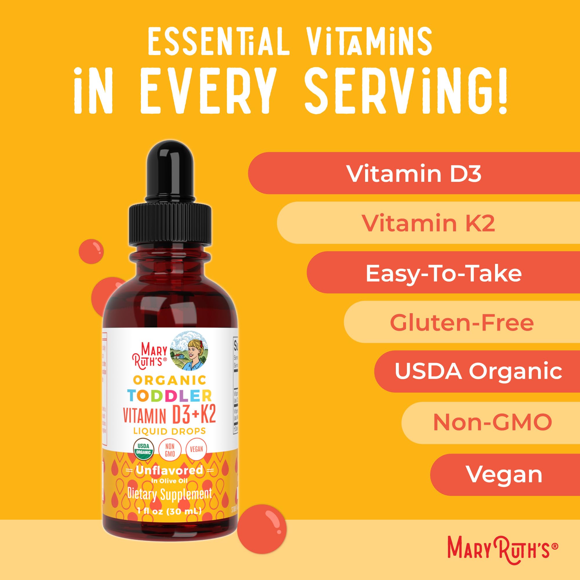 MaryRuth Organics Vitamin D3 | Vitamin K2 | Vitamin D3 K2 Drops | K2 D3 Vitamin Liquid Supplement for Toddlers | Kids Supplement for Calcium Absorption Strong Bones | Vegan | Gluten Free | 1 Fl Oz MARYRUTH'S buy supplements canada