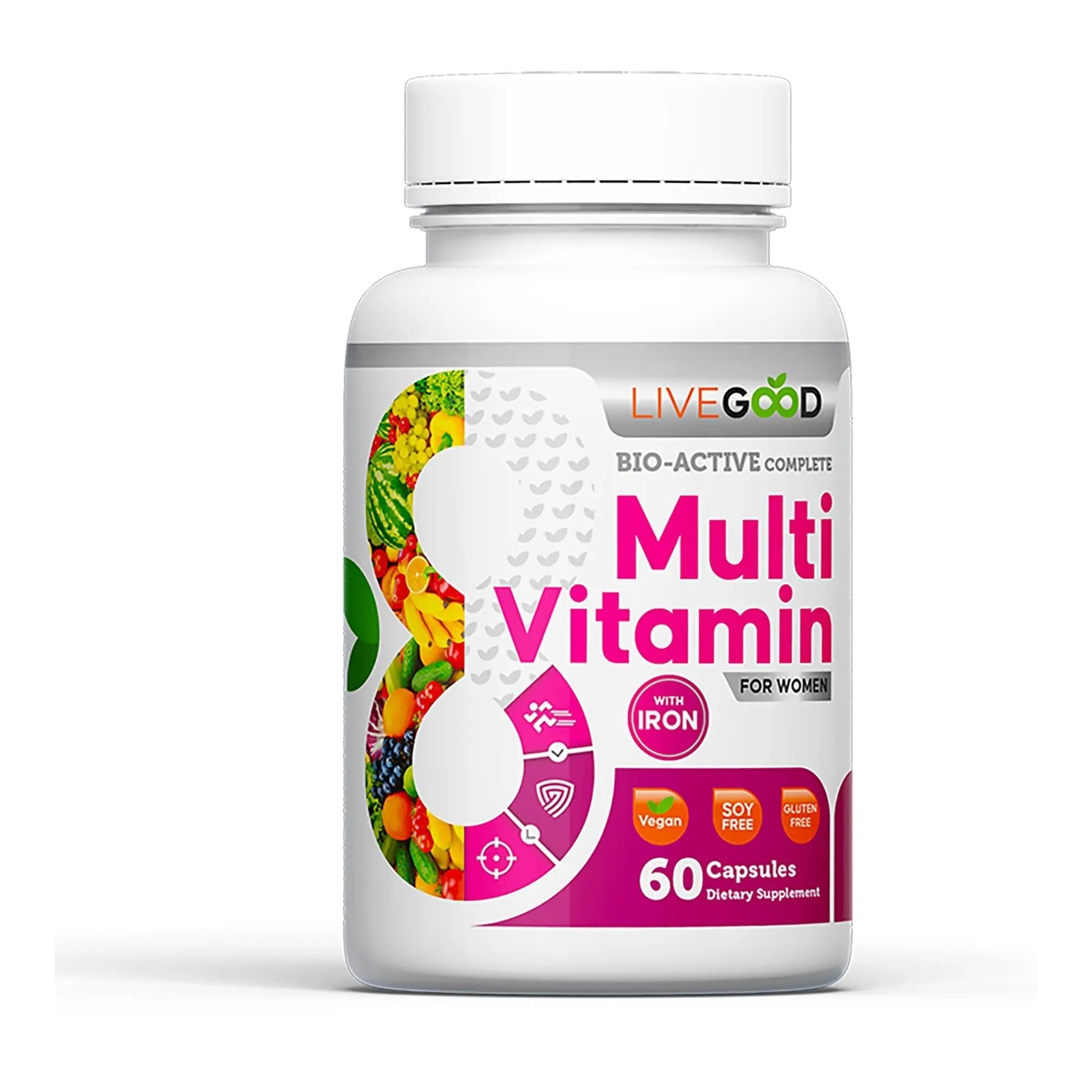 LIVEGOOD Bio-Active Complete Multivitamin for Women with Iron, Daily Women’s Multi with 24 Essential Vitamins and Minerals LIVEGOOD buy supplements canada