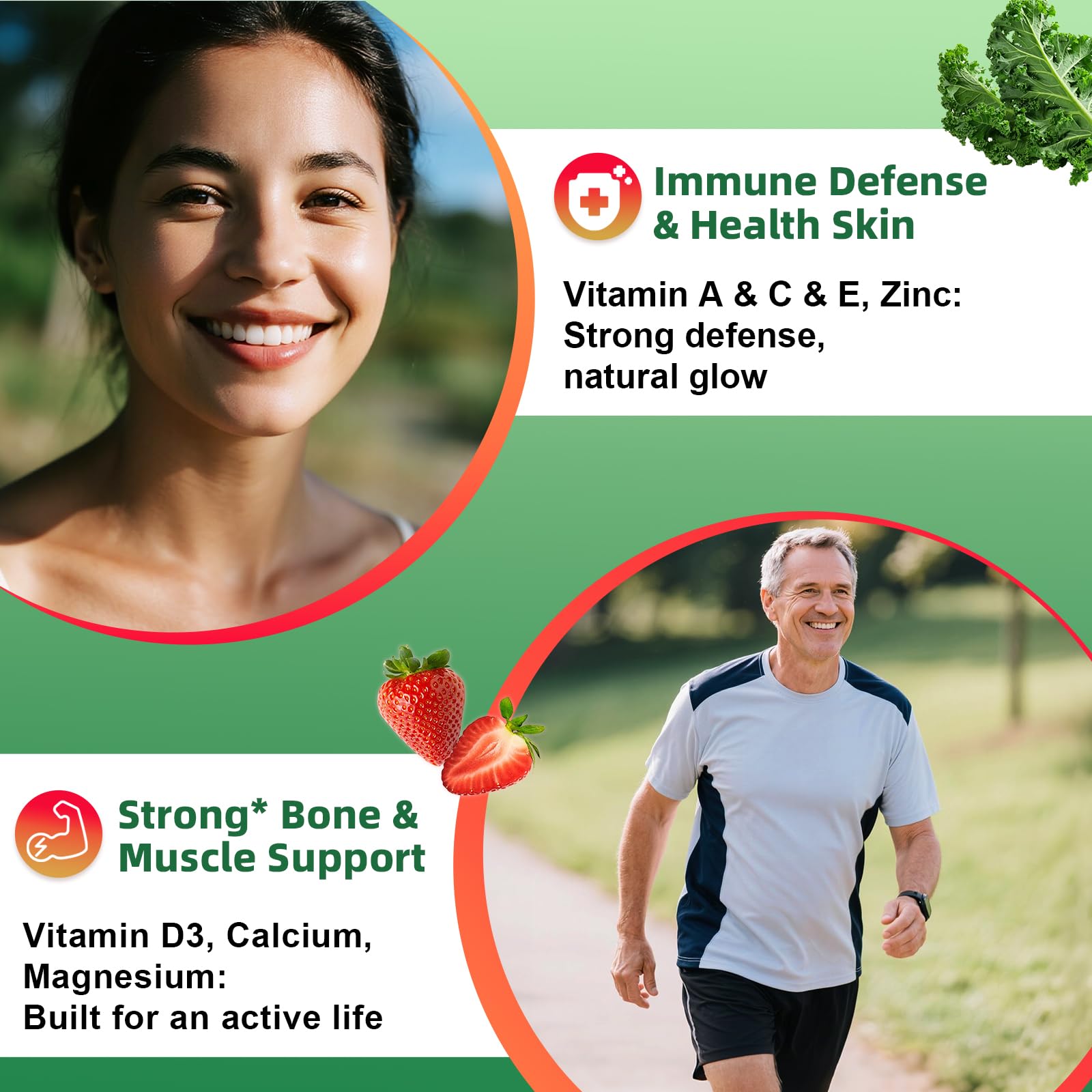 Sugar-Free Fruits & Veggies Gummies, Super Greens with 23 Fruits & 25 Veggies, Multivitamin Minerals & Fiber, Vegan Fruit & Vegetable Supplement for Adults, 120 Gummies, 2 Month Supply Alliwise buy supplements canada
