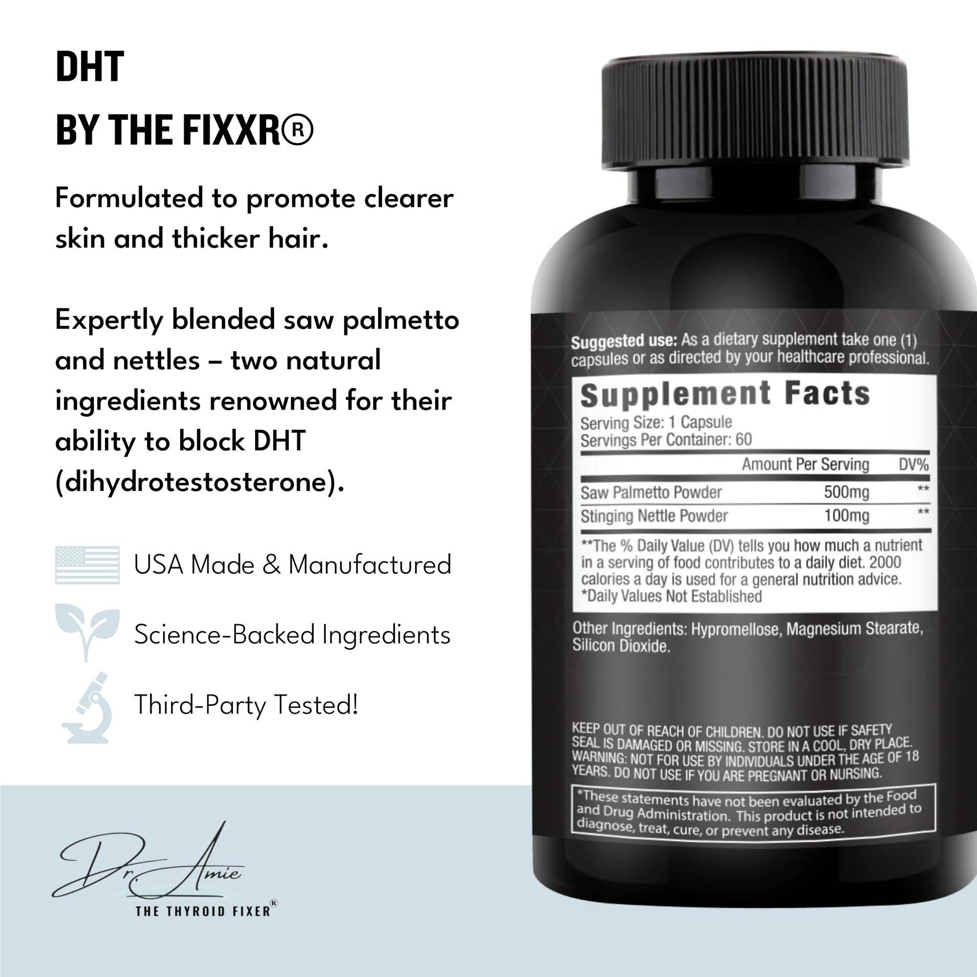 Fixxr DHT Support by Dr. Amie | with Saw Palmetto and Nettles | Acne and Hair Loss Support | 60 Capsules Fixxr buy supplements canada