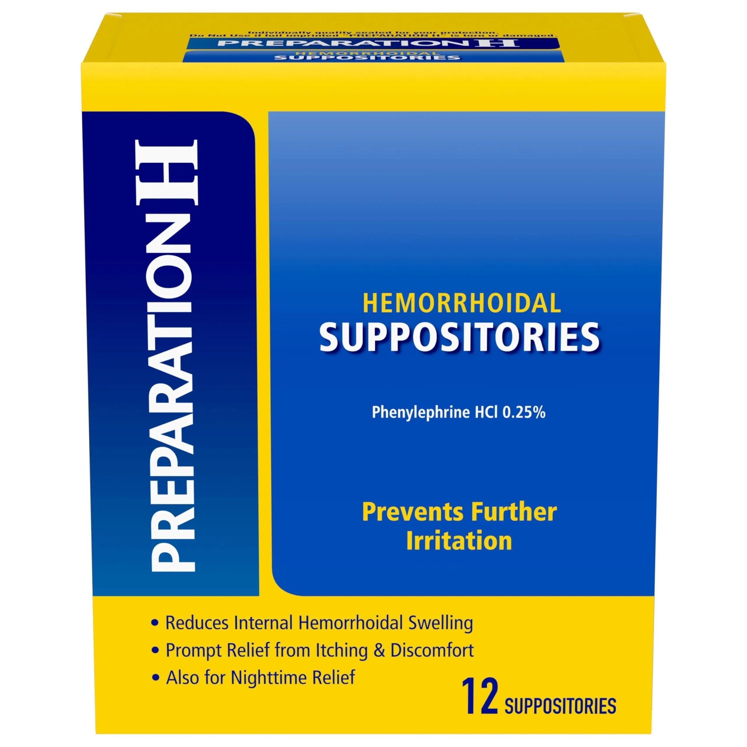 Preparation H Hemorrhoid Suppositories For Itching And Discomfort Relief - 12 Count (Pack of 1) Preparation H buy supplements canada