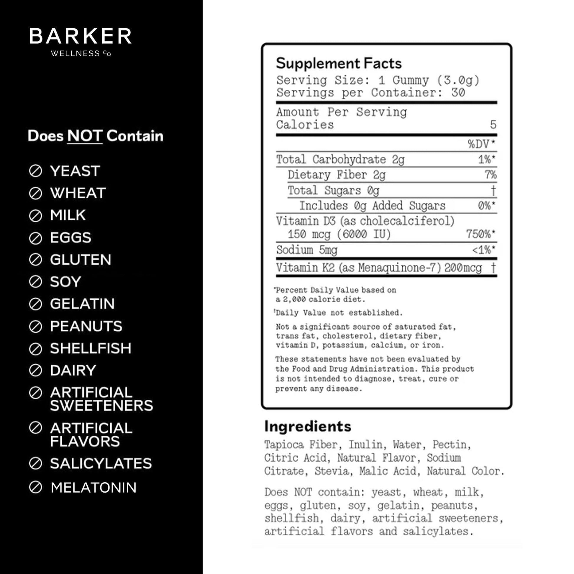 Barker Wellness D3 K2 Vitamin Gummies – Max Potency 6000IU D3 + 200mcg K2 for Strong Bones, Cardiovascular Wellness, Immune Support | Vegan, Sugar-Free, Delicious Mixed Berry | 30 Servings Barker Wellness Co buy supplements canada