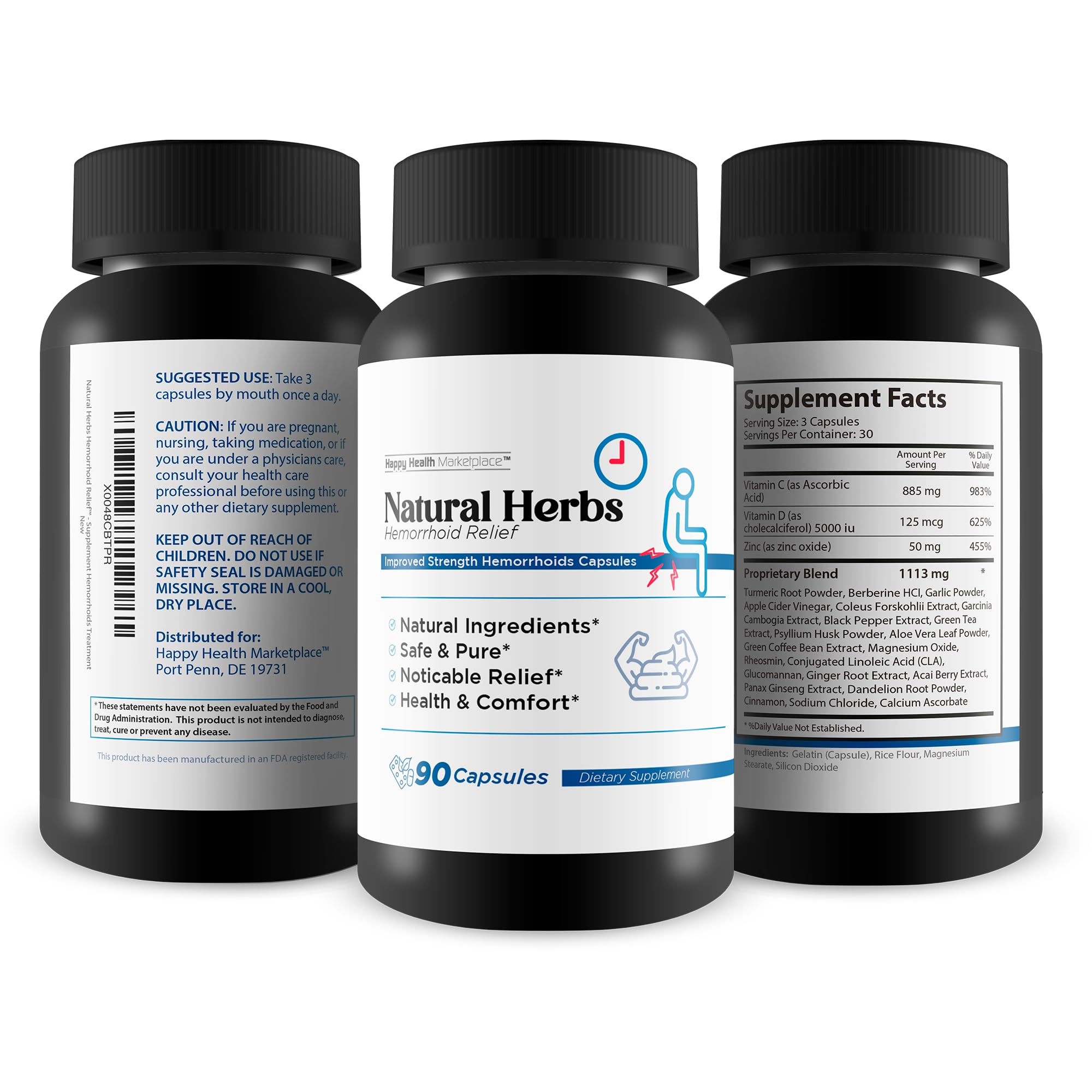 Natural Herbs Hemorrhoids Capsules - Our Best Hemorrhoid Relief Supplement - Premium Natural Herbs Strength Hemorrhoids Capsules - Hemorrhoids Natural Herbs Hemorrhoid Treatment Hemorrhoids Treatment Happy Health Marketplace buy supplements canada