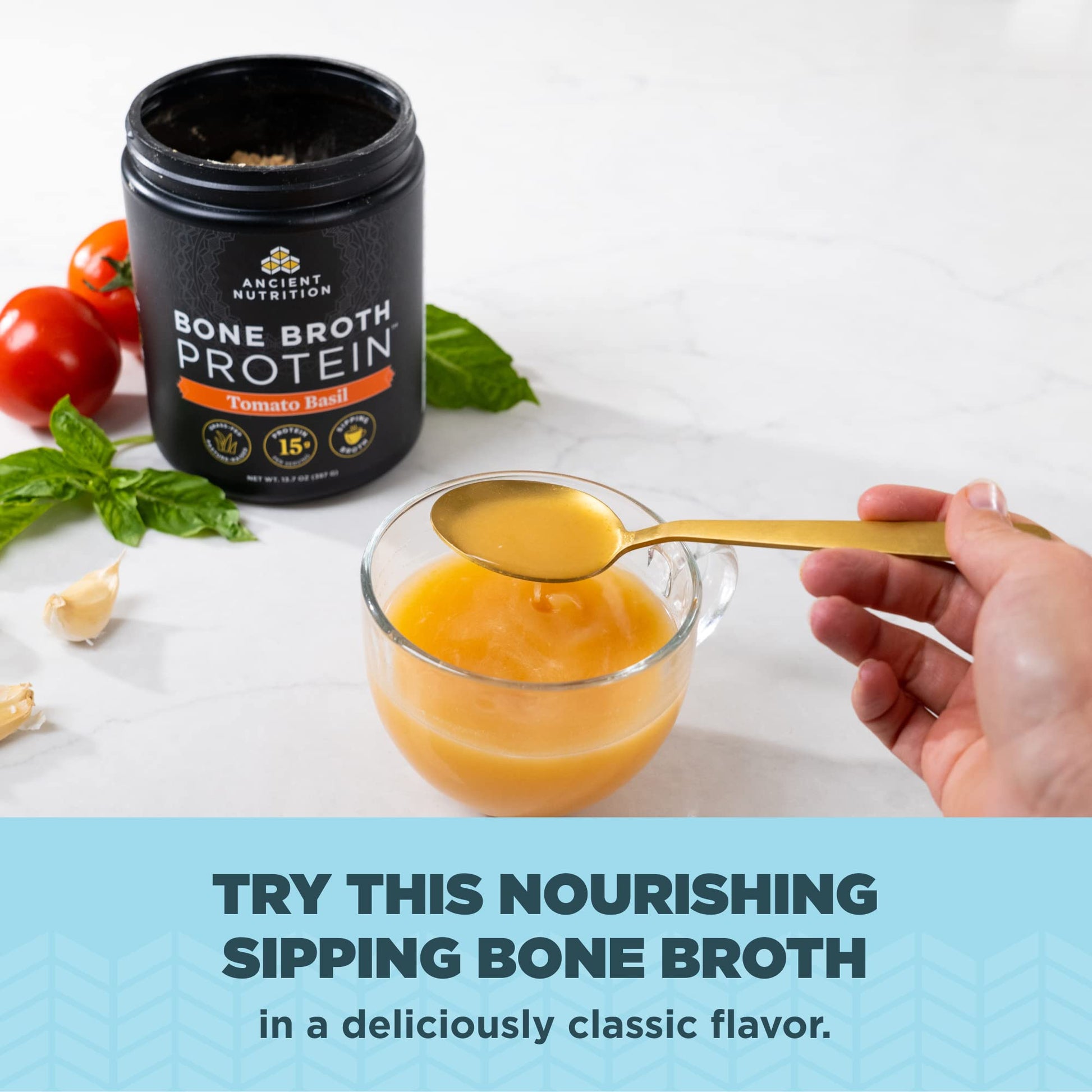 Ancient Nutrition Bone Broth Protein Powder, Tomato Basil, Grass-Fed Chicken and Beef Ancient Nutrition buy supplements canada