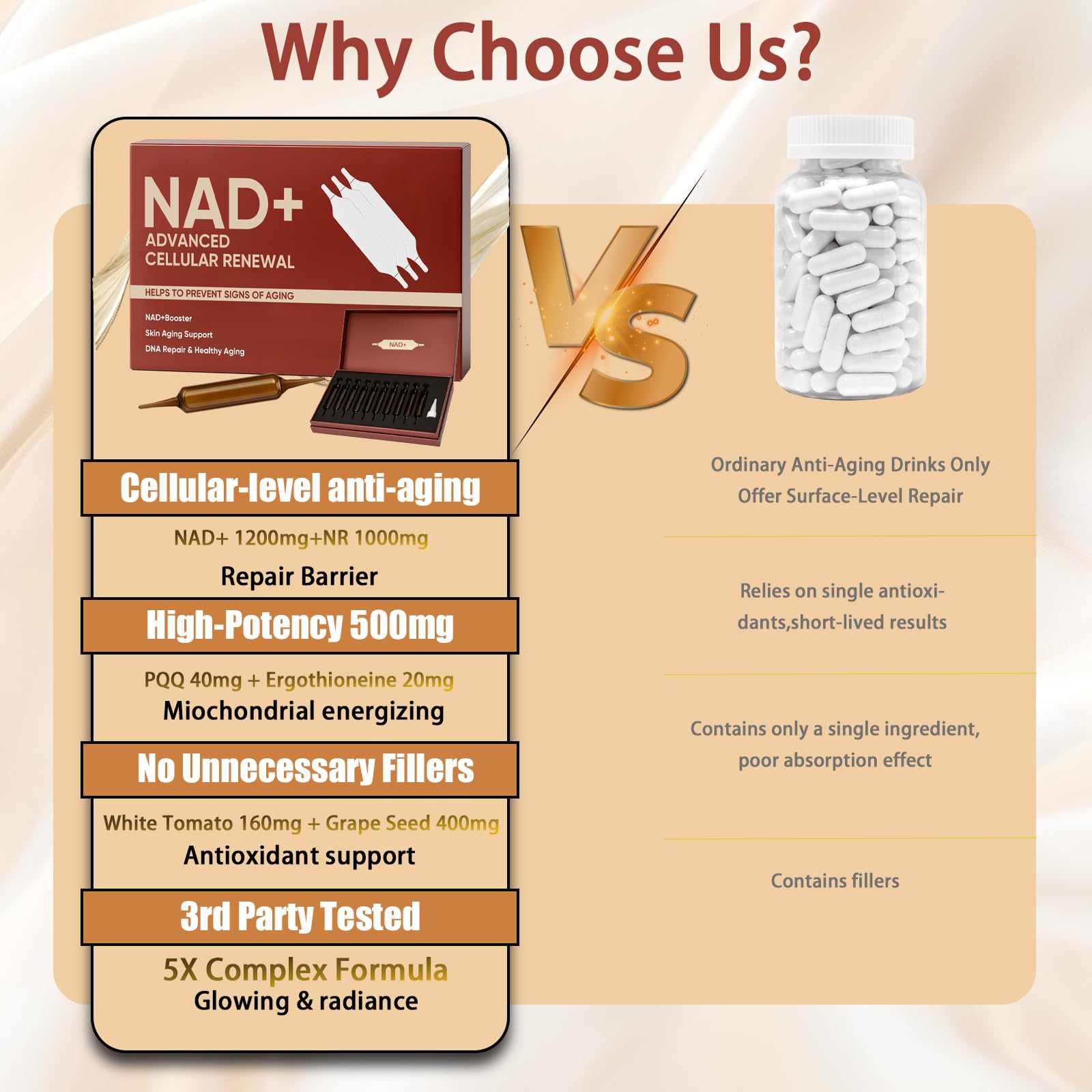 NAD+Advanced Cellular Renewal - 1200mg NAD+Liquid Supplements for Energy & Focus - 10 Vials (1) Lexenic buy supplements canada