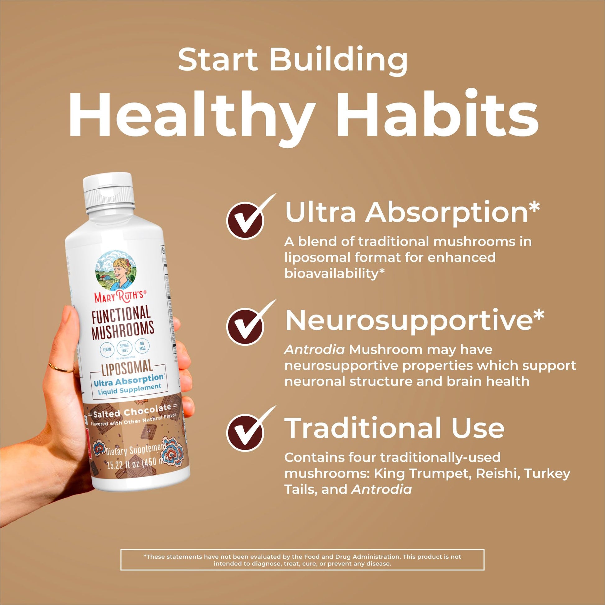 MaryRuth Organics Mushroom, Mushroom Supplement, Mushroom Liquid Vitamin, Reishi Mushroom Supplement for Immune Support, Turkey Tail Vitamin for Stress Relief, Vegan, Non-GMO, Gluten Free, 15.22 Fl Oz MARYRUTH'S buy supplements canada