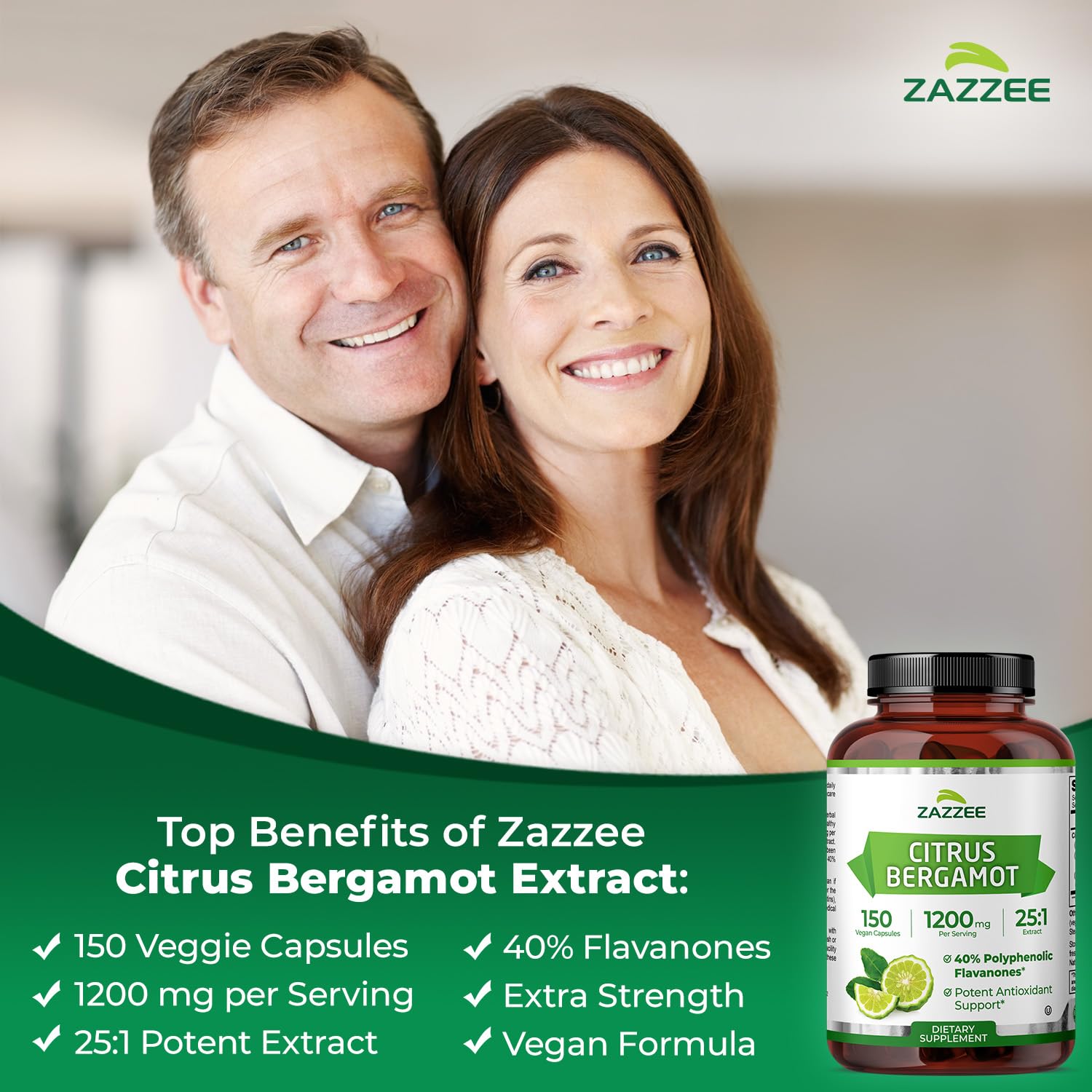 Zazzee Citrus Bergamot 25:1 Extract, 1200 mg Per Serving, 40% Polyphenolic Flavanones, 150 Vegan Capsules, 5 Month Supply, Citrus Bergamia, Antioxidant Support, Certified Kosher, Non-GMO, Made in USA Zazzee buy supplements canada