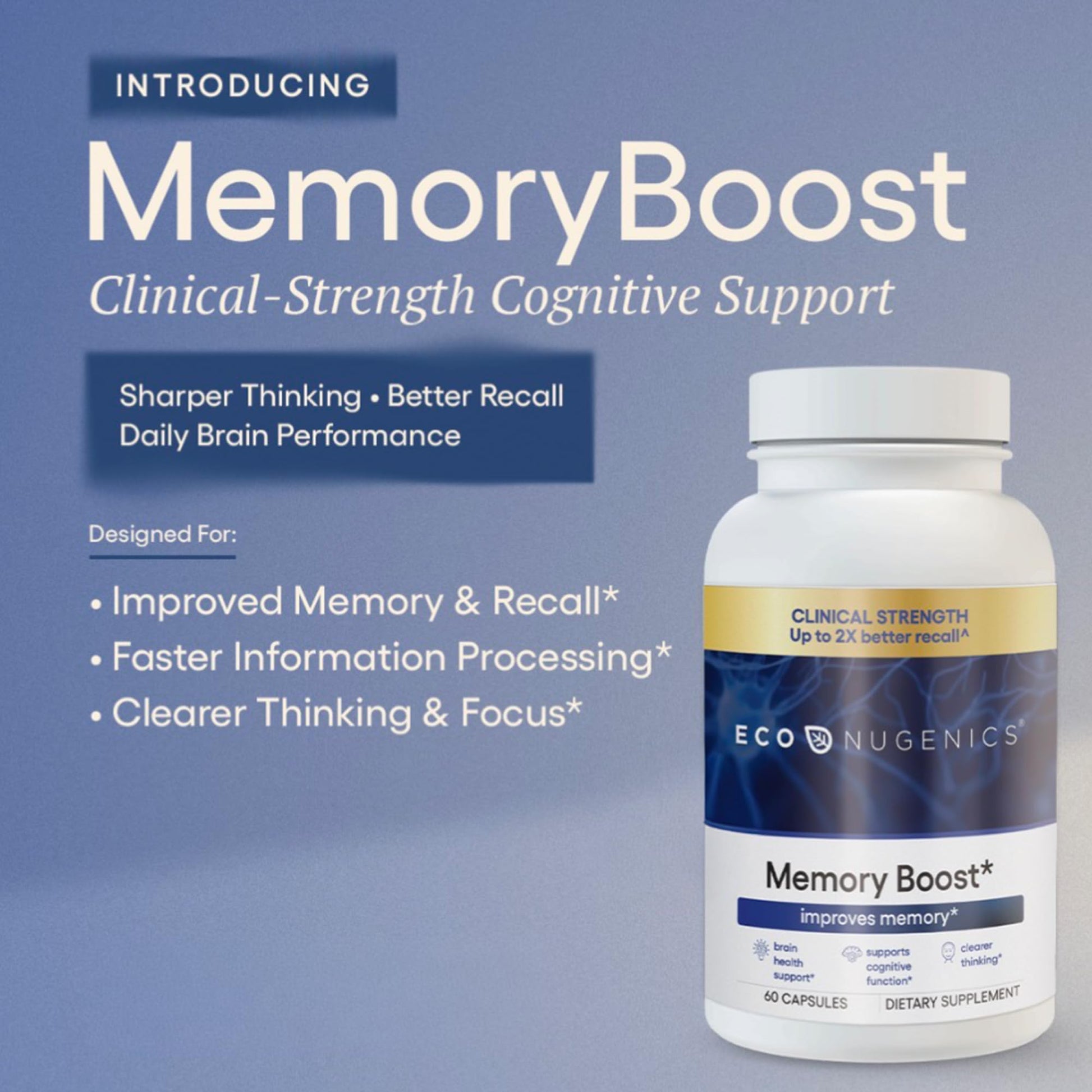 EcoNugenics Memory Boost Supplement – Clinically Studied Ingredients to Support Brain Focus & Health – Nootropic Formula with Bacopa Monnieri, Boswellia Serrata EcoNugenics buy supplements canada