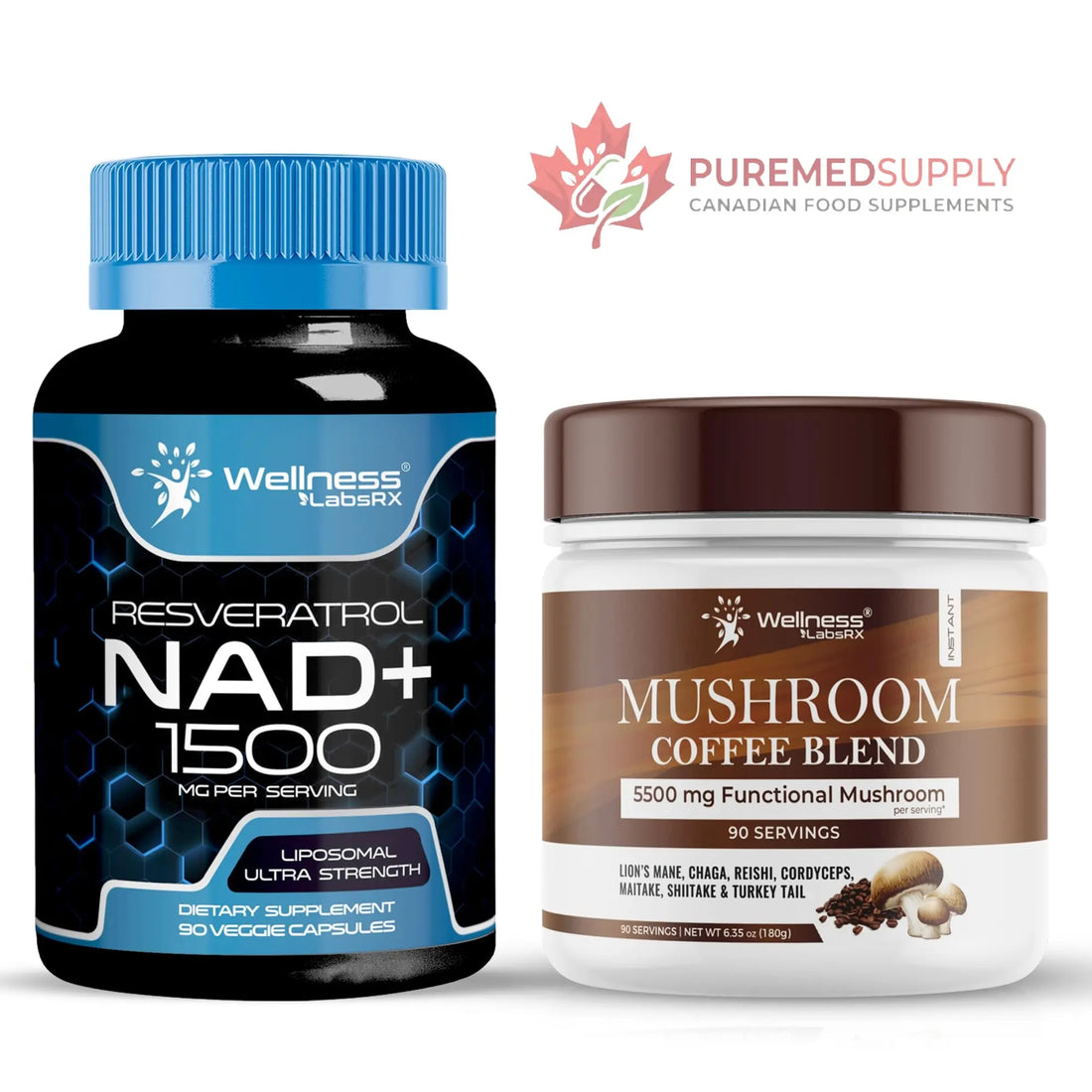 WELLNESS LABSRX NAD+ Supplement Capsules 1500mg - Mushroom Coffee Blend | Bundle WELLNESS LABSRX buy supplements canada