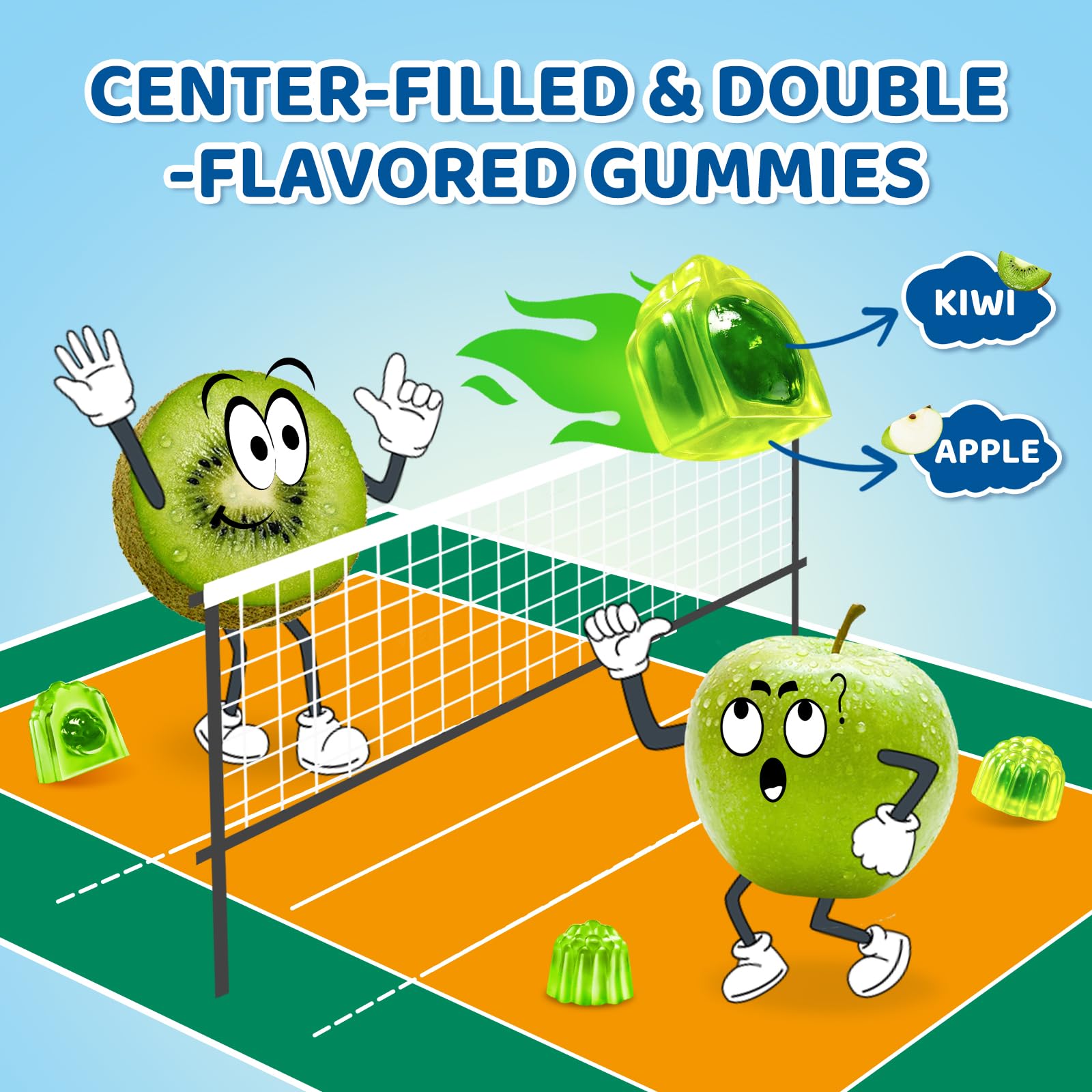 Center-Filled Magnesium Gummies for Kids 300MG - Magnesium Glycinate Gummies with L-theanine, Omega-3, Vitamin B6, D for Kids & Adults, Supplement for Sleep, Calm & Muscle Relaxation - Apple & Kiwi CNCHEF buy supplements canada