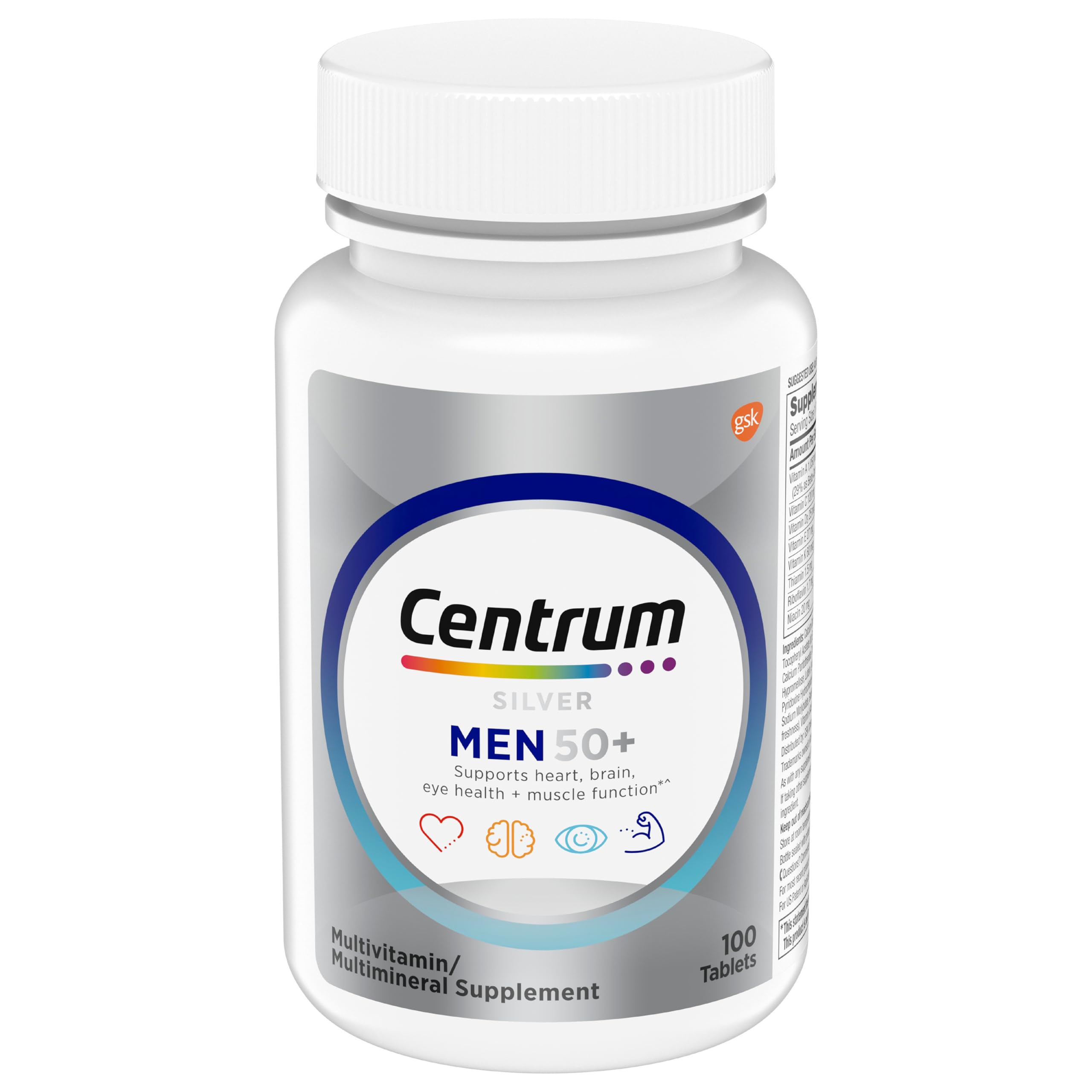 Centrum Silver Multivitamin for Men 50 Plus, Multimineral Supplement, Vitamin D3, B-Vitamins and Zinc, Gluten Free, Non-GMO Ingredients, Supports Memory Centrum buy supplements canada