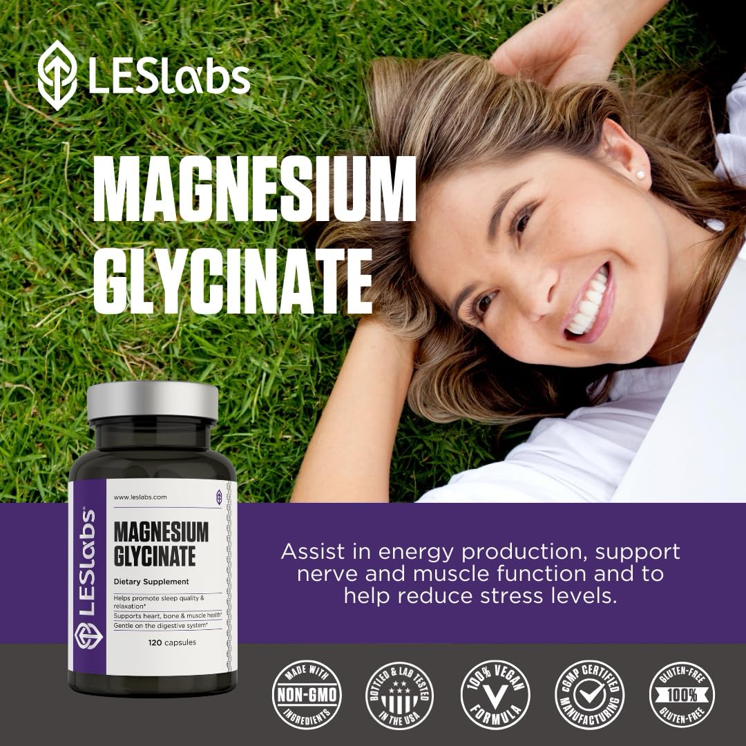 LES Labs Magnesium Glycinate – Supports Restful Sleep, Heart Health, Stress Relief, Metabolism, Nerve & Muscle Function, Gentle on The Digestive System – Non-GMO Supplement – 120 Capsules LES Labs buy supplements canada