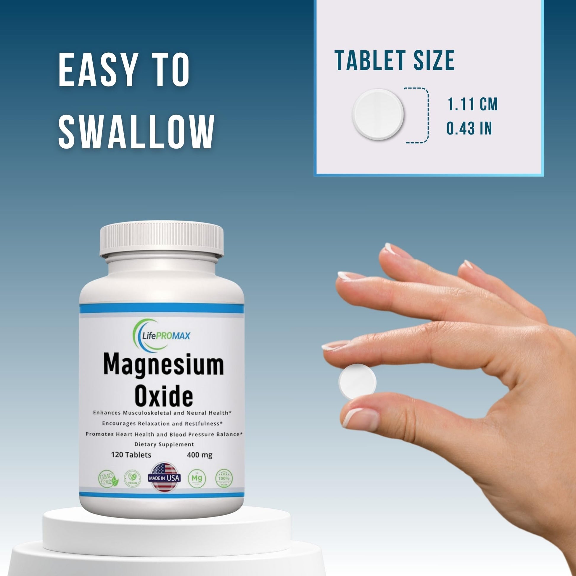 Magnesium 400mg [High Potency] Supplement – Magnesium Oxide for Immune Support, Muscle Recovery, Leg Cramps and Relaxation 120 Tablets LifePROMAX buy supplements canada